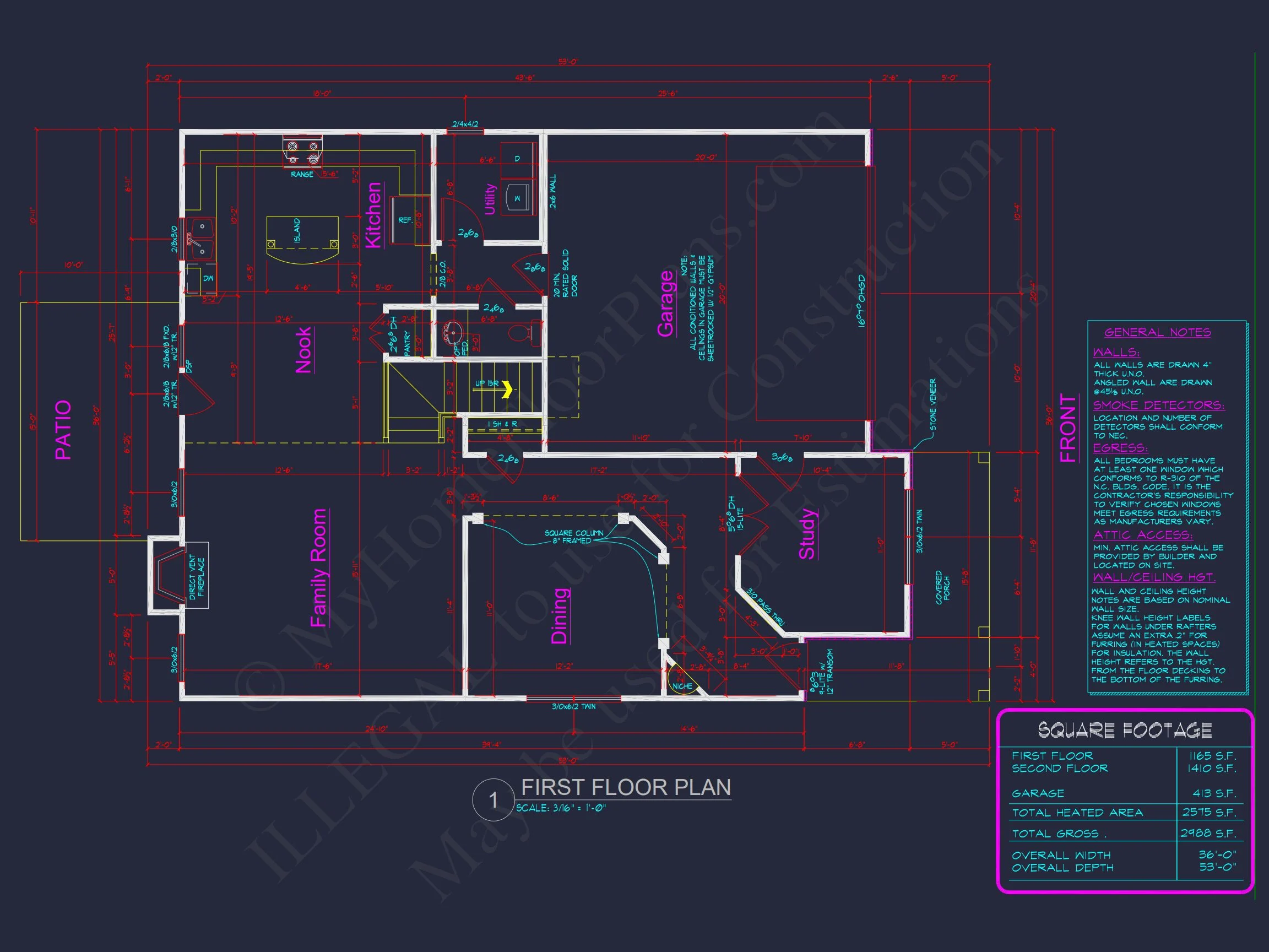 2-Story Traditional house Plan with 4 Bedrooms and Open Floor Plan
