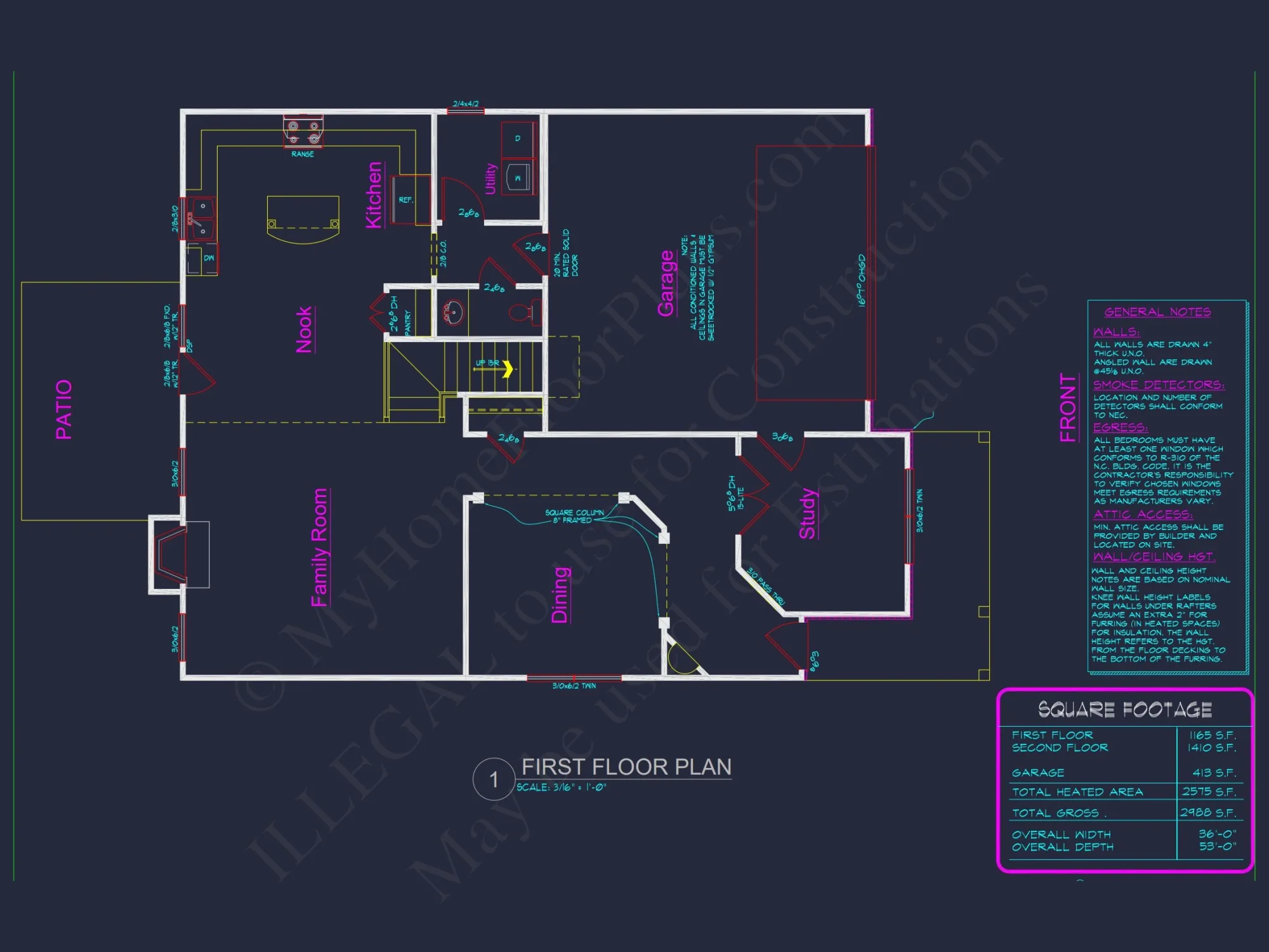 2-Story Traditional house Plan with 4 Bedrooms and Open Floor Plan