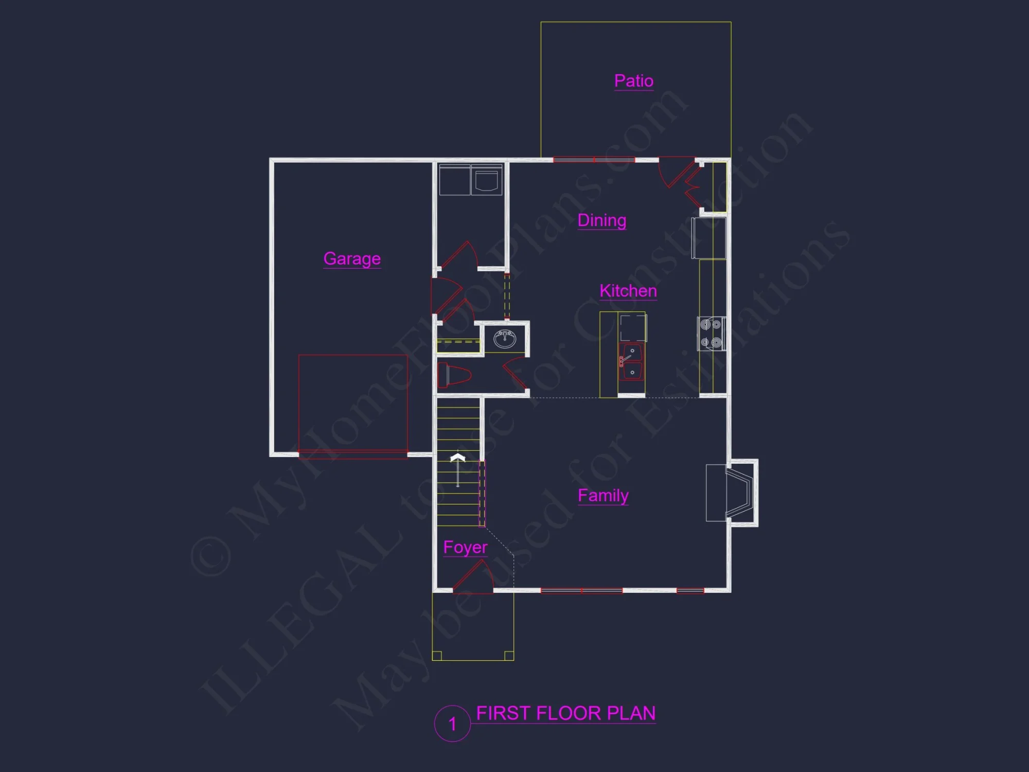 Two-Story 3-Bedroom Traditional house Plan with 2-Car Garage (1875 sq ft)