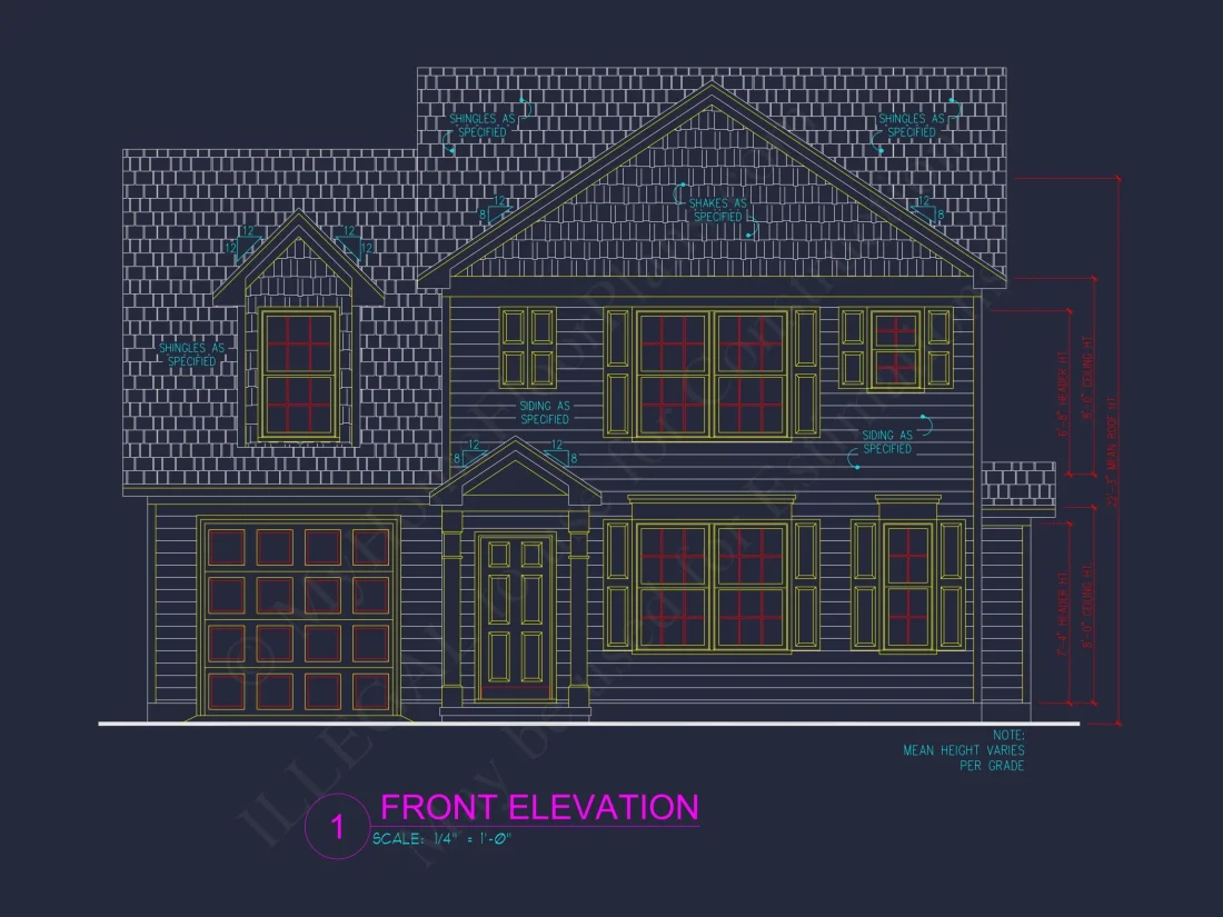 Two-Story 3-Bedroom Traditional house Plan with 2-Car Garage (1875 sq ft)