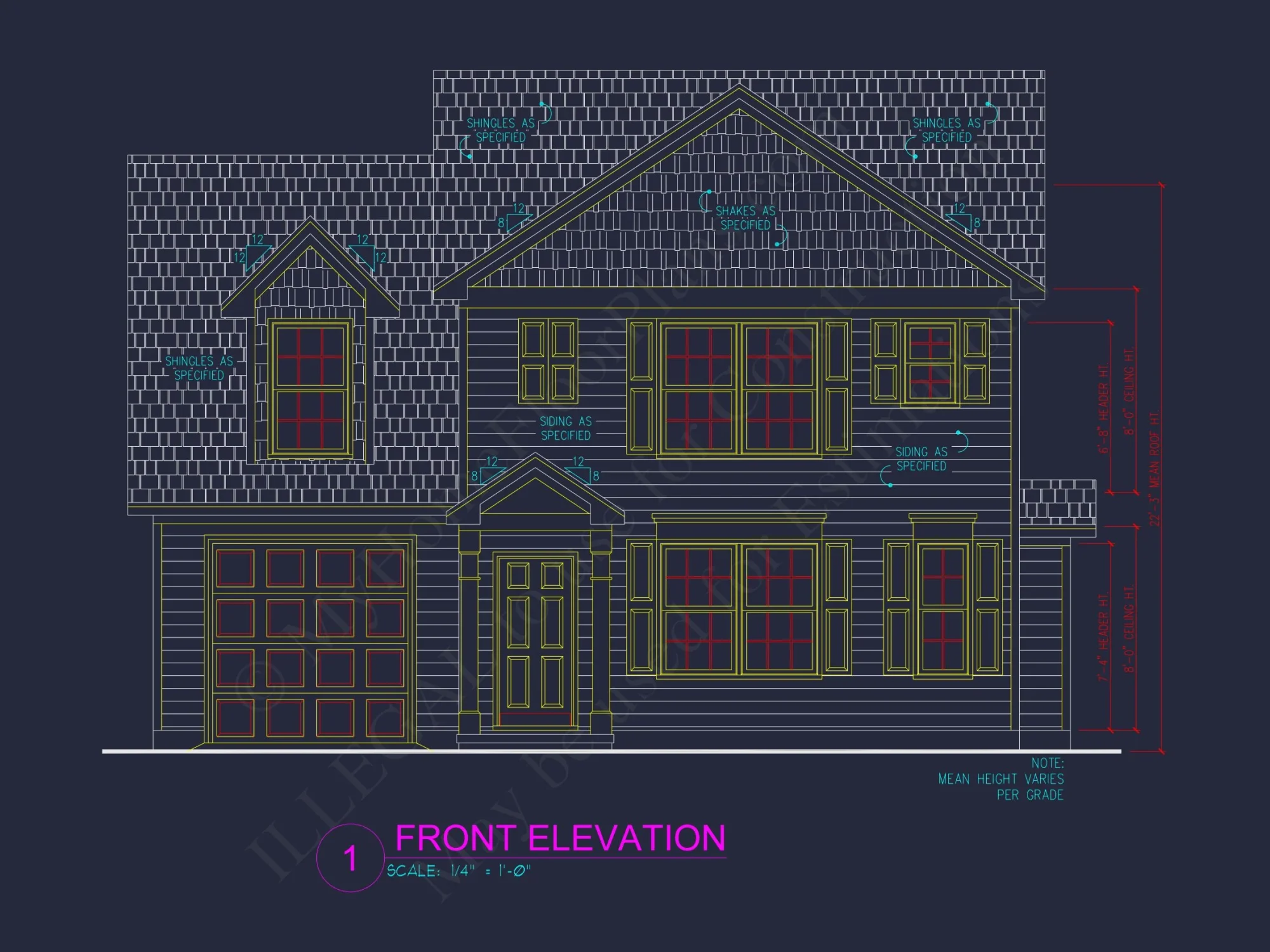 Two-Story 3-Bedroom Traditional house Plan with 2-Car Garage (1875 sq ft)