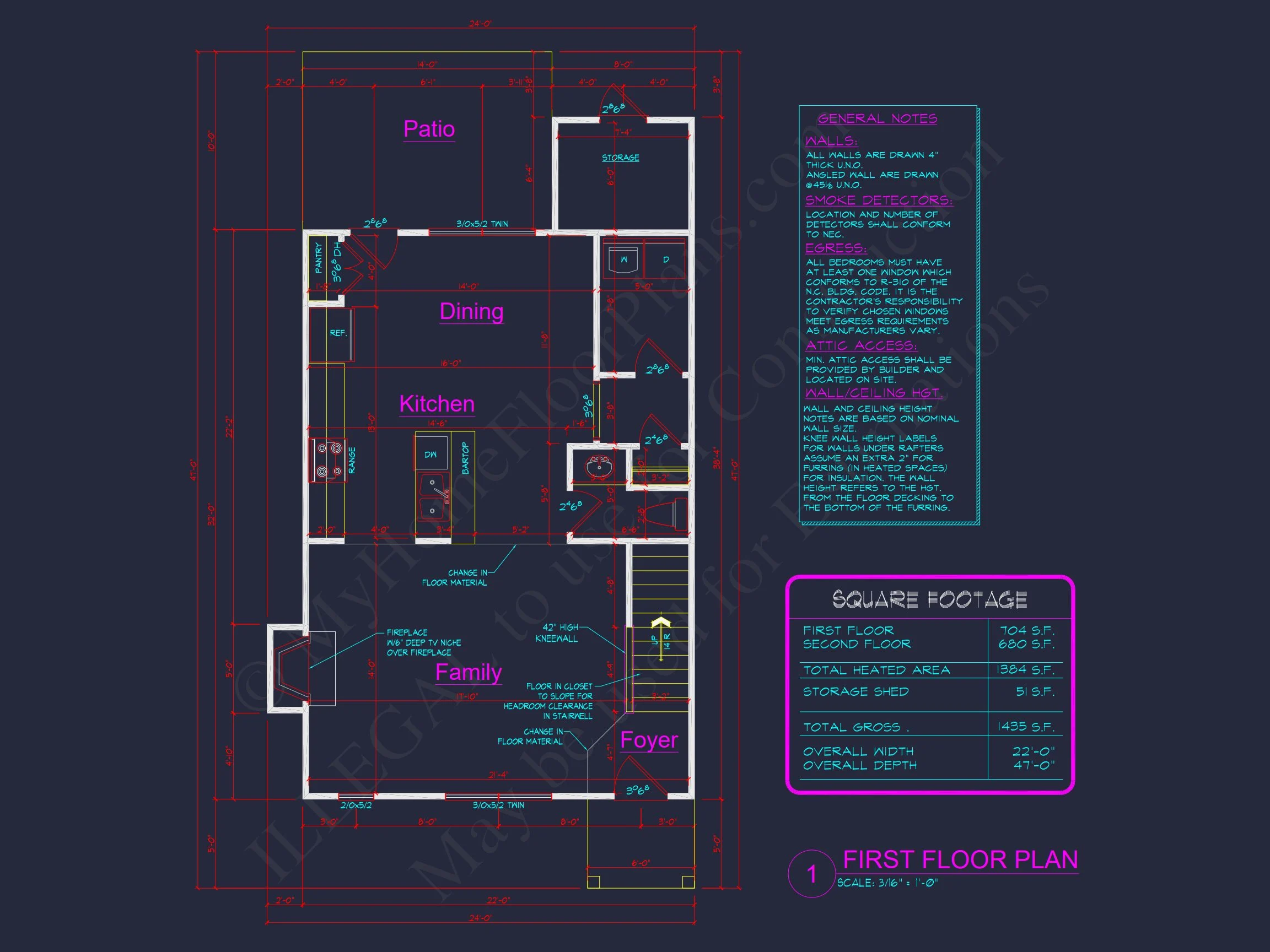 9-1587 HOUSE PLAN - 2-Story 3-Bedroom House Plan with Patio - 1384 Sq Ft 7 2-Story 3-Bedroom house Plan with Patio - 1384 Sq Ft
