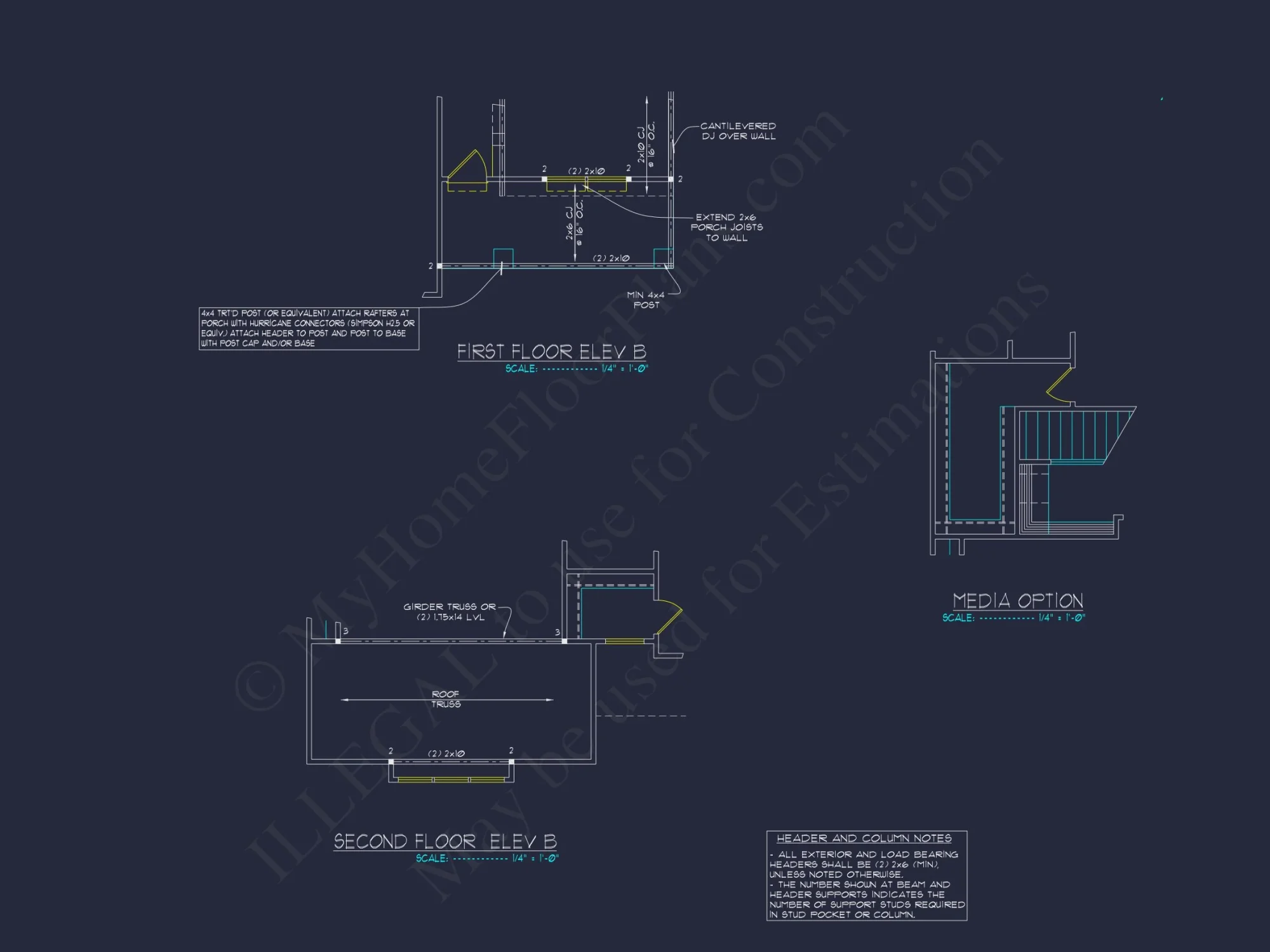 2 Story 3 Bed, 3 Bath house Plan & Blueprint Design