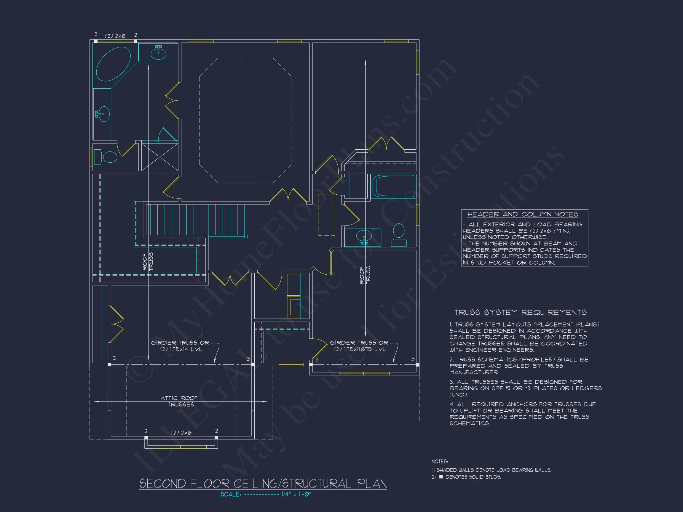 9-1463 HOUSE PLAN - 2 Story 3 Bed, 3 Bath House Plan & Blueprint Design | 2412 Sq Ft 12 2412 Sq Ft