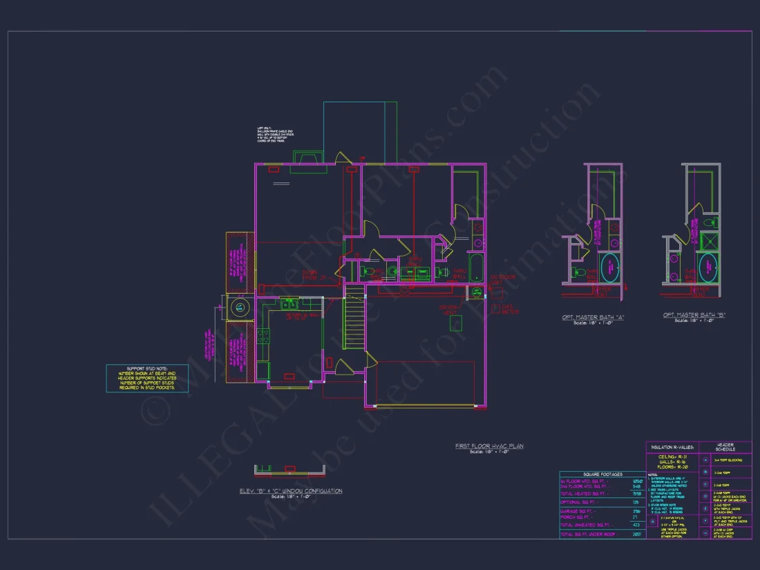 Modern Suburban house Plan with 2 Stories and Open Floor Design
