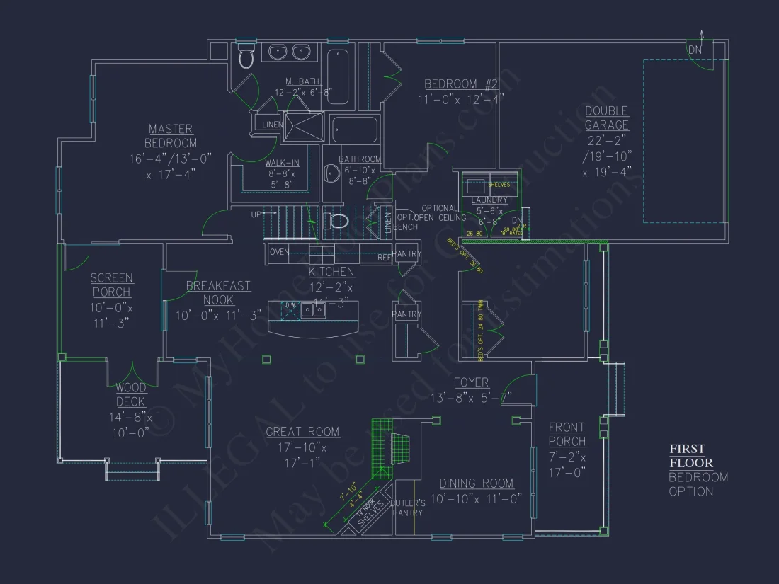 2-Story Craftsman house Plan w/Open Floor Plan (2605 Sq Ft)