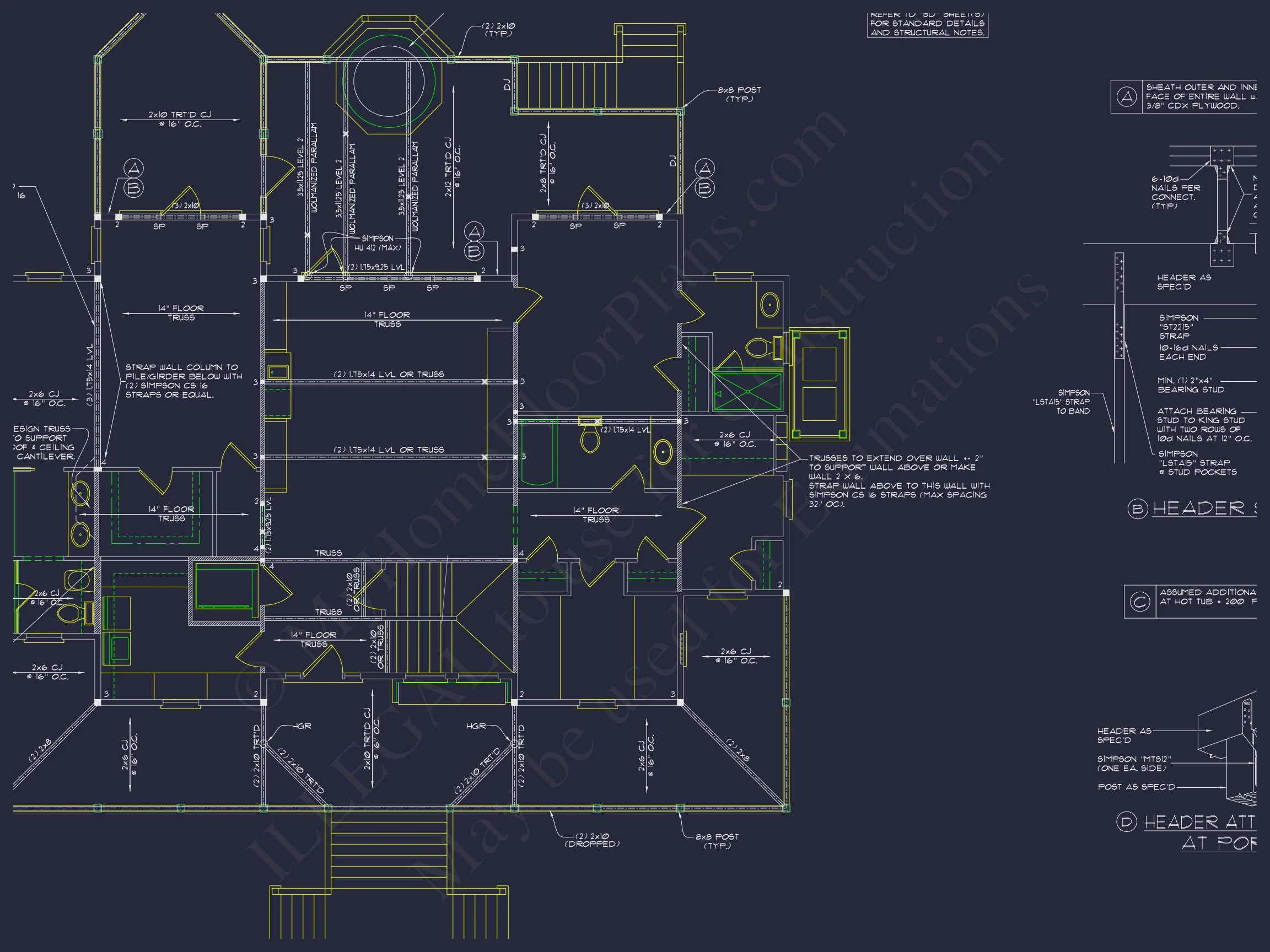 9-1226 HOUSE PLAN - Coastal Farmhouse Home Plan - 4-Bed, 3-Bath, 3,200 SF 19 Beach house Plan w/Elevator, 4 Beds, 3 Baths, & Garage