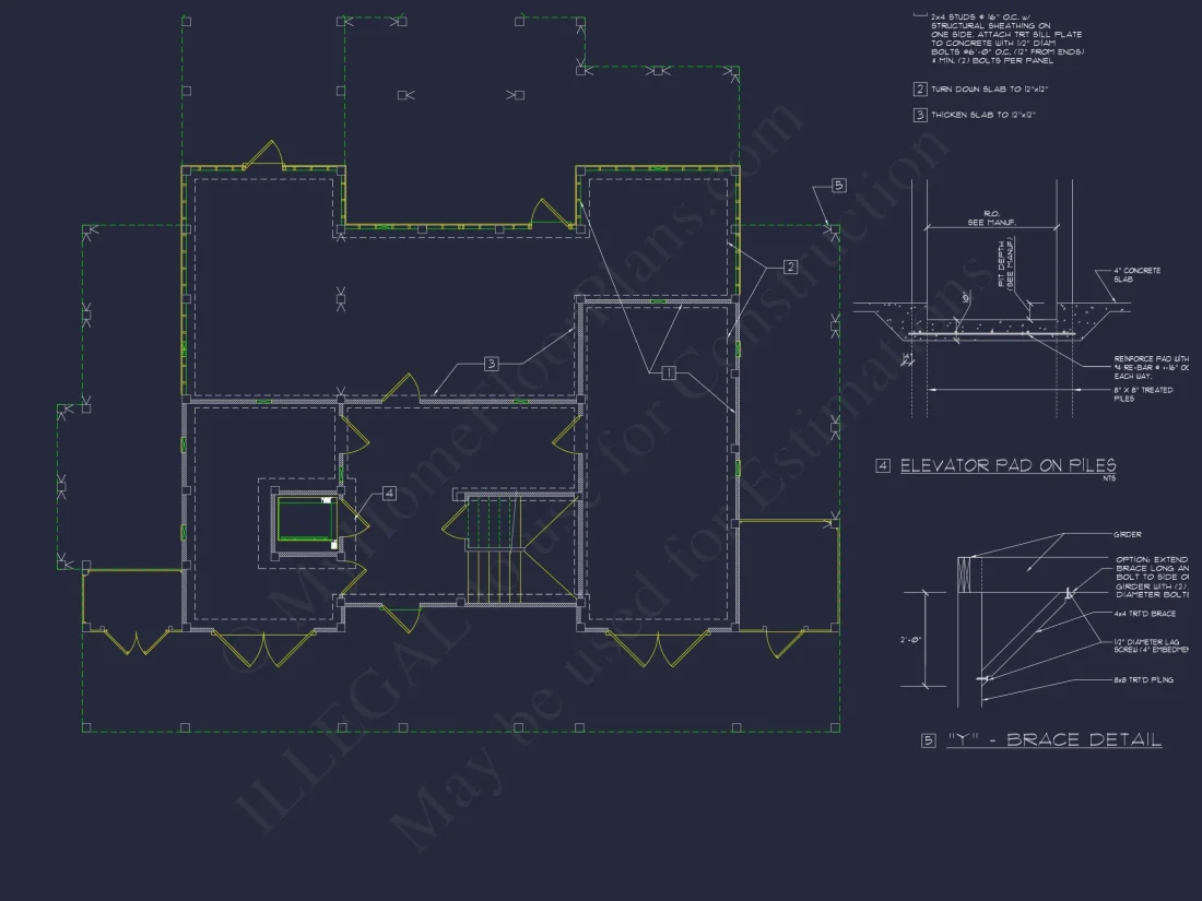 Beach house Plan w/Elevator, 4 Beds, 3 Baths, & Garage