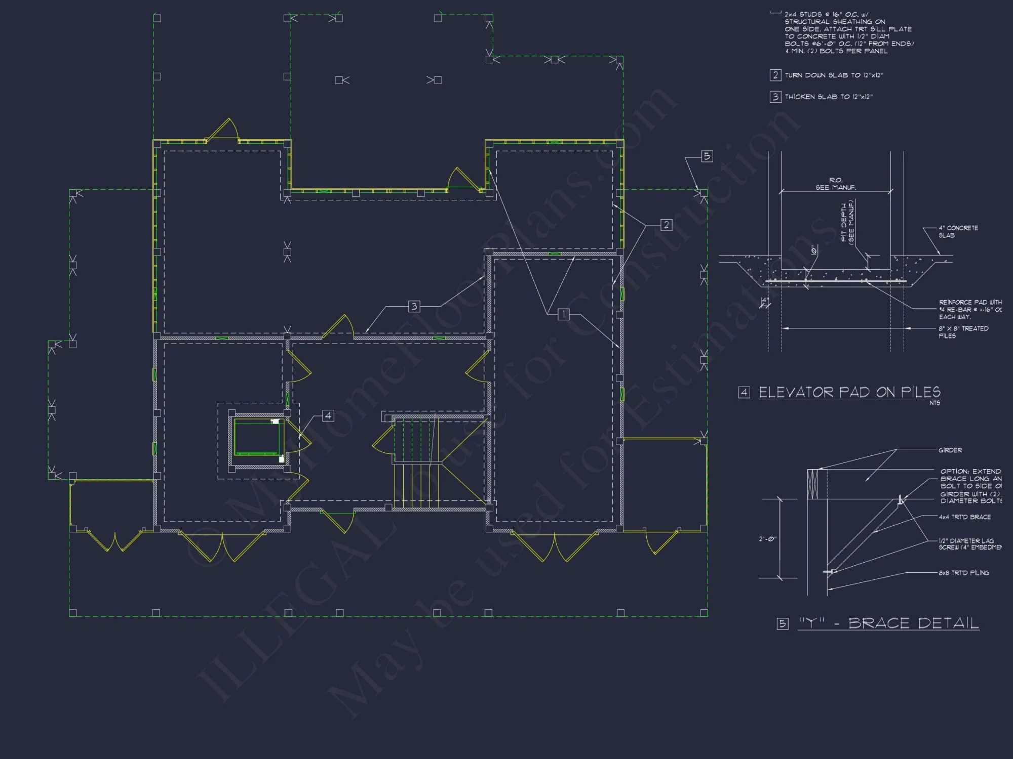 Beach house Plan w/Elevator, 4 Beds, 3 Baths, & Garage