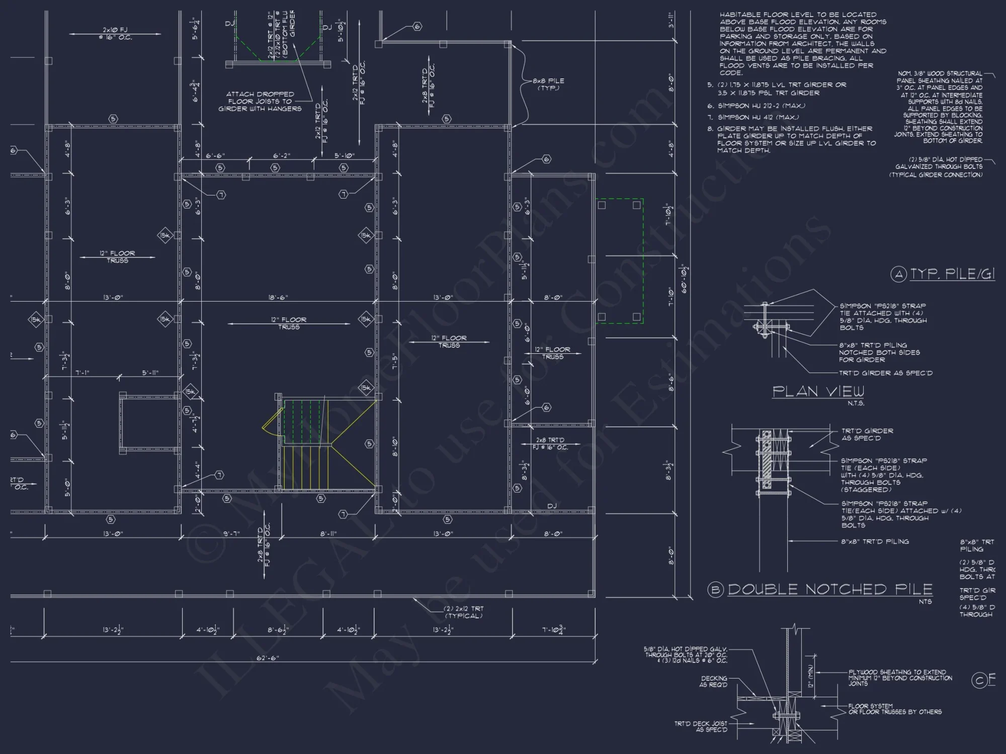 Beach house Plan w/Elevator, 4 Beds, 3 Baths, & Garage