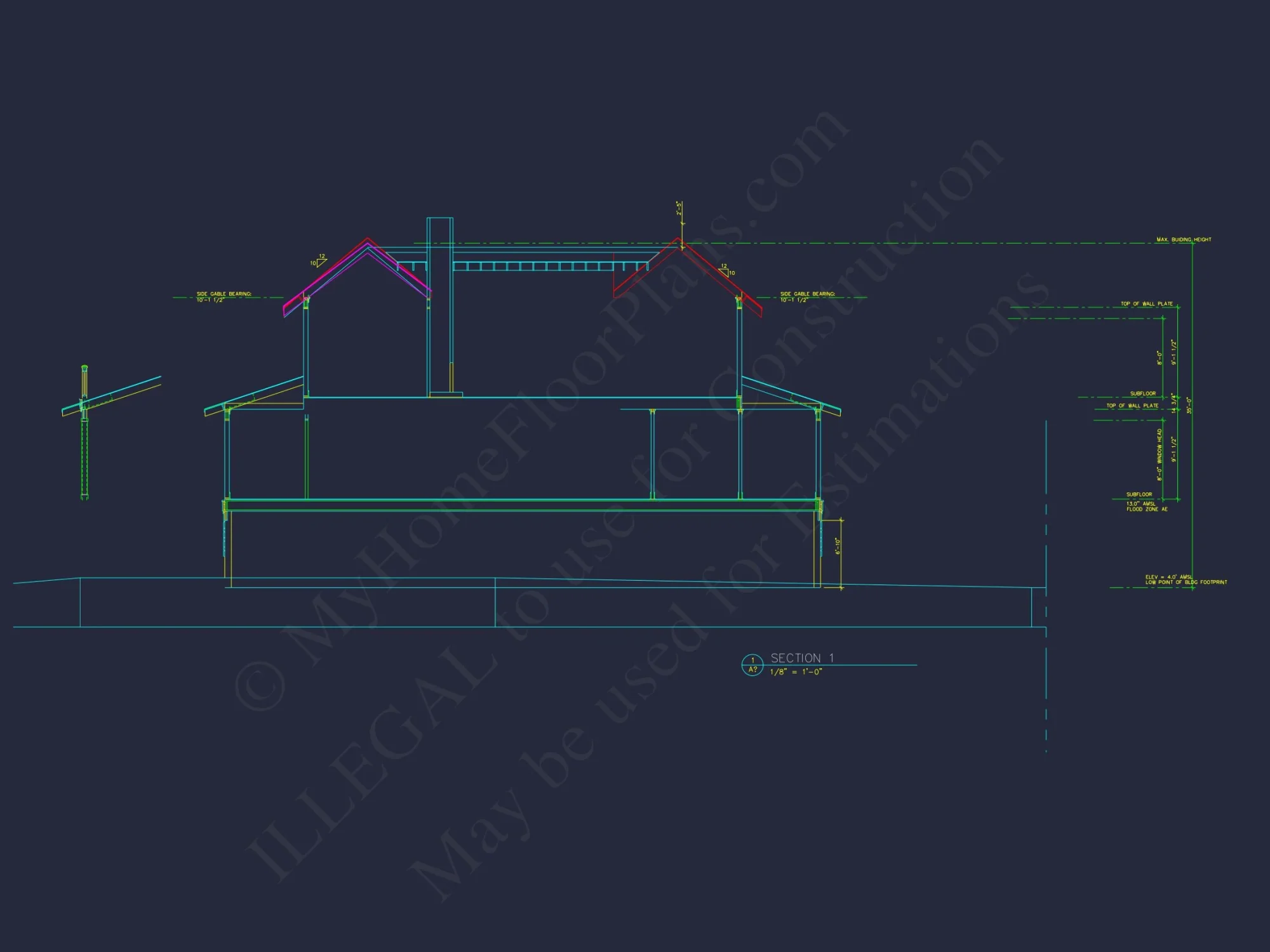 Beach house Plan w/Elevator, 4 Beds, 3 Baths, & Garage