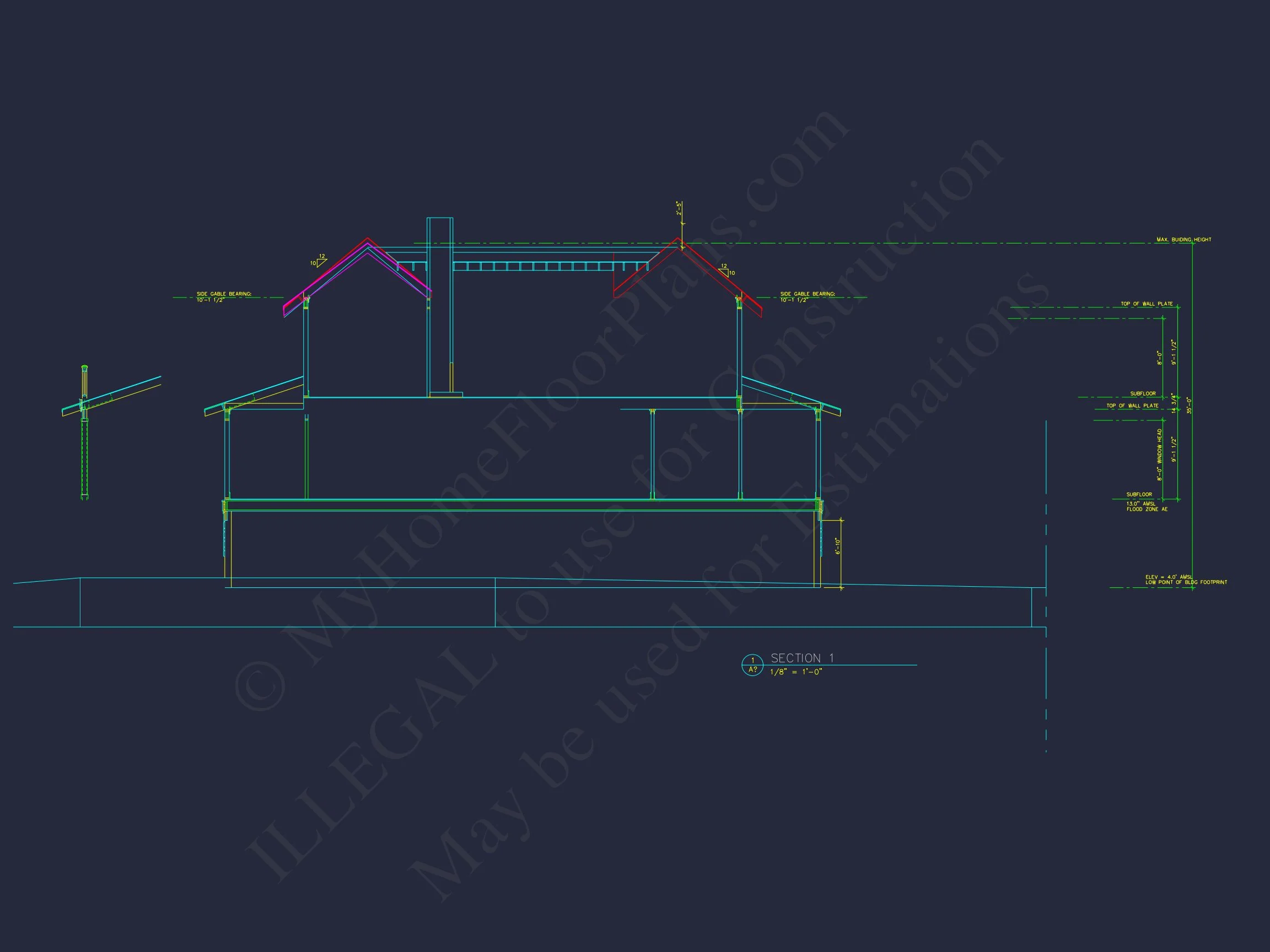 9-1226 HOUSE PLAN - Coastal Farmhouse Home Plan - 4-Bed, 3-Bath, 3,200 SF 15 Beach house Plan w/Elevator, 4 Beds, 3 Baths, & Garage