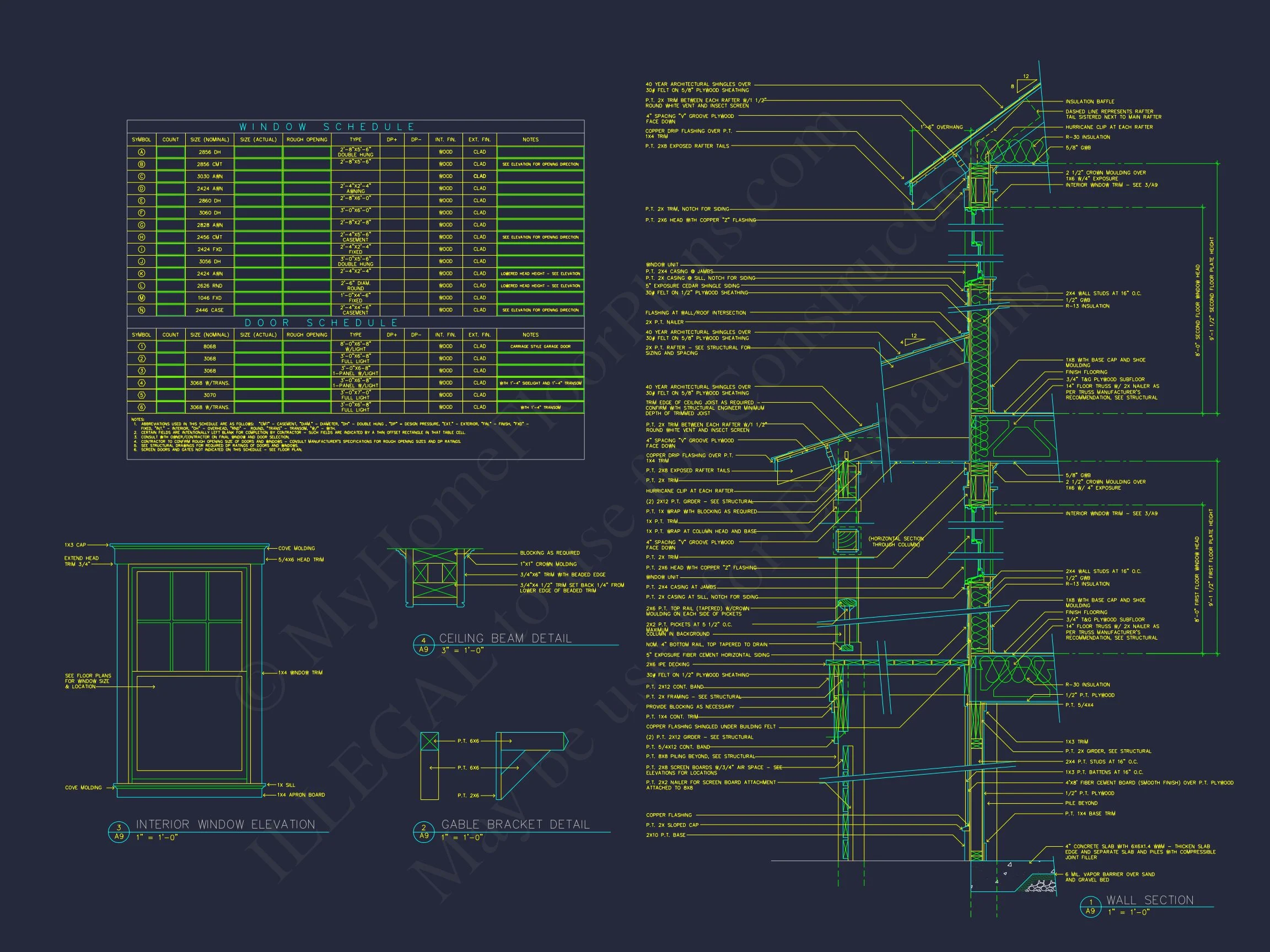 9-1226 HOUSE PLAN - Coastal Farmhouse Home Plan - 4-Bed, 3-Bath, 3,200 SF 13 Beach house Plan w/Elevator, 4 Beds, 3 Baths, & Garage