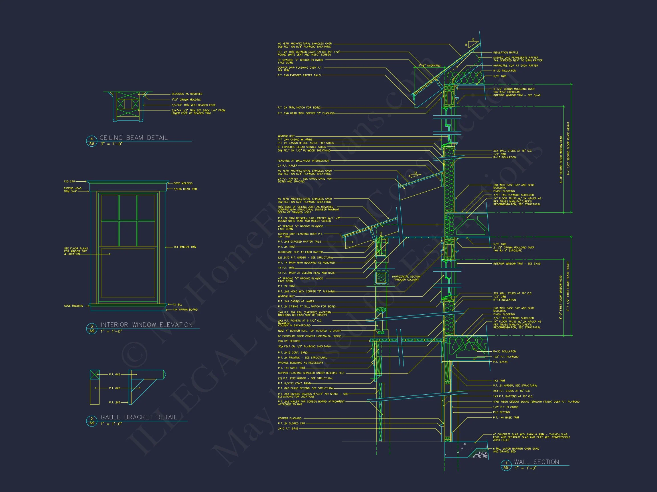 9-1226 HOUSE PLAN - Coastal Farmhouse Home Plan - 4-Bed, 3-Bath, 3,200 SF 12 Beach house Plan w/Elevator, 4 Beds, 3 Baths, & Garage