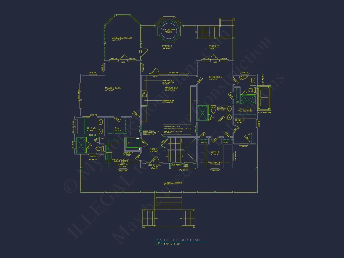 Beach house Plan w/Elevator, 4 Beds, 3 Baths, & Garage