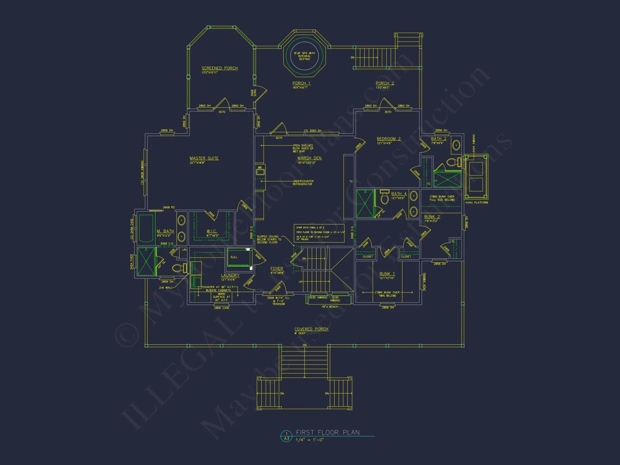 Beach house Plan w/Elevator, 4 Beds, 3 Baths, & Garage