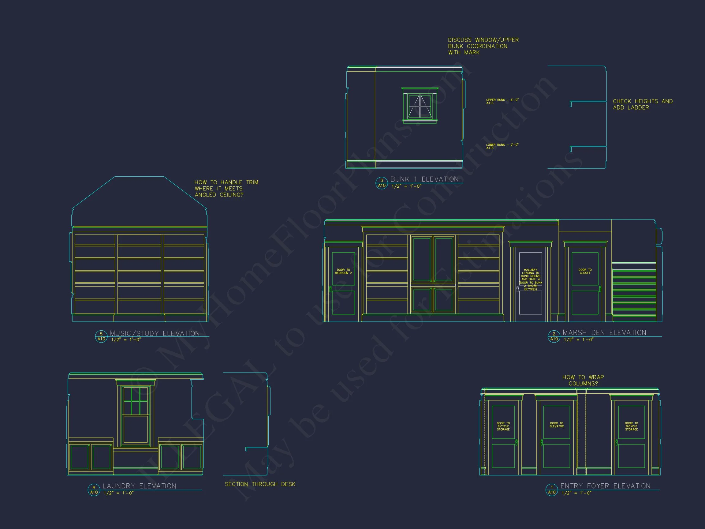 9-1226 HOUSE PLAN - Coastal Farmhouse Home Plan - 4-Bed, 3-Bath, 3,200 SF 6 Beach house Plan w/Elevator, 4 Beds, 3 Baths, & Garage