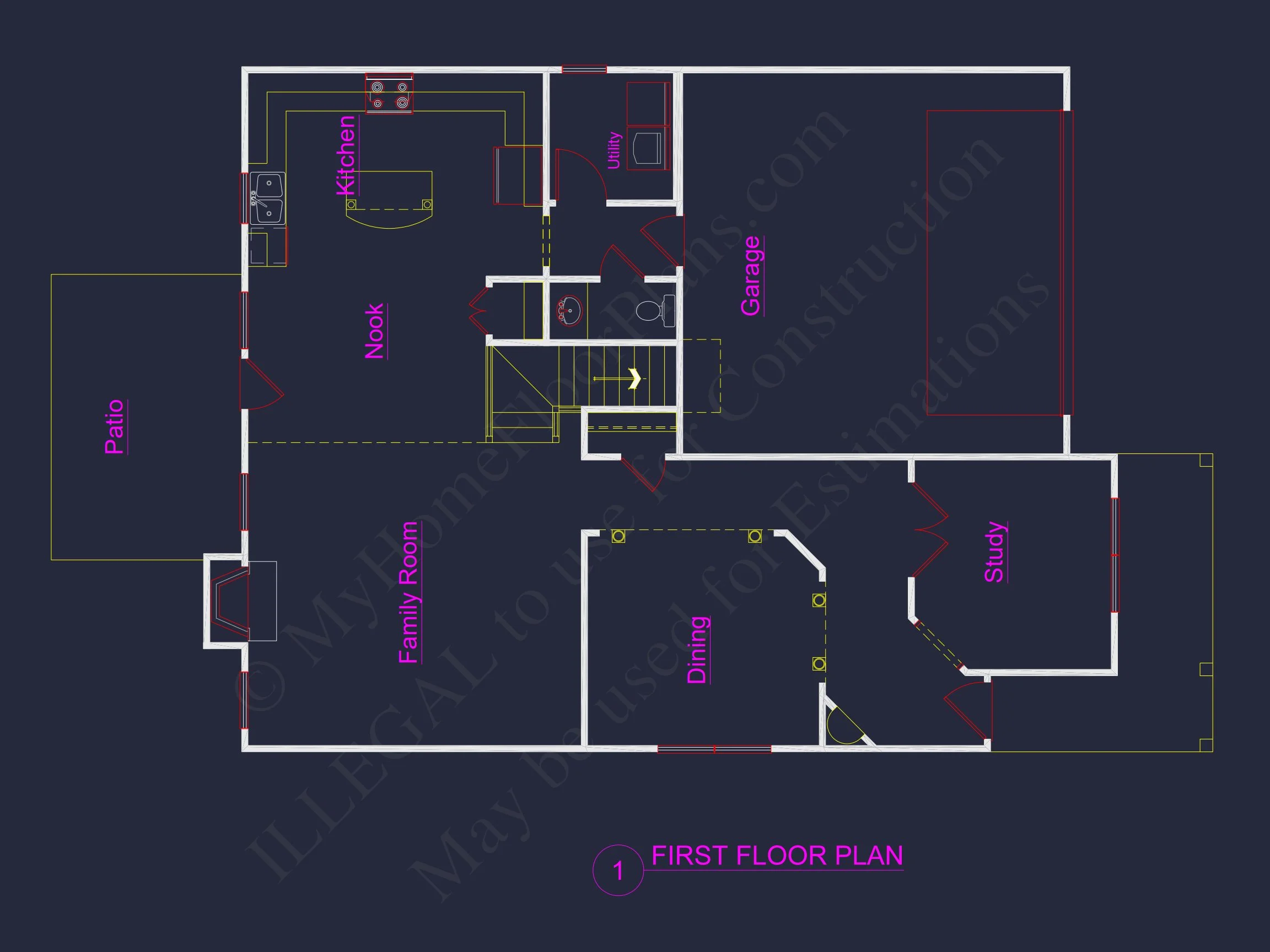 9-1202A HOUSE PLAN -Modern Farmhouse Plan - 4-Bed, 3-Bath, 2,525 SF 7 2 Story Craftsman house Plan - 2525 Sq Ft, 4 Beds, 3 Baths, 2 Car Garage Blueprint Design