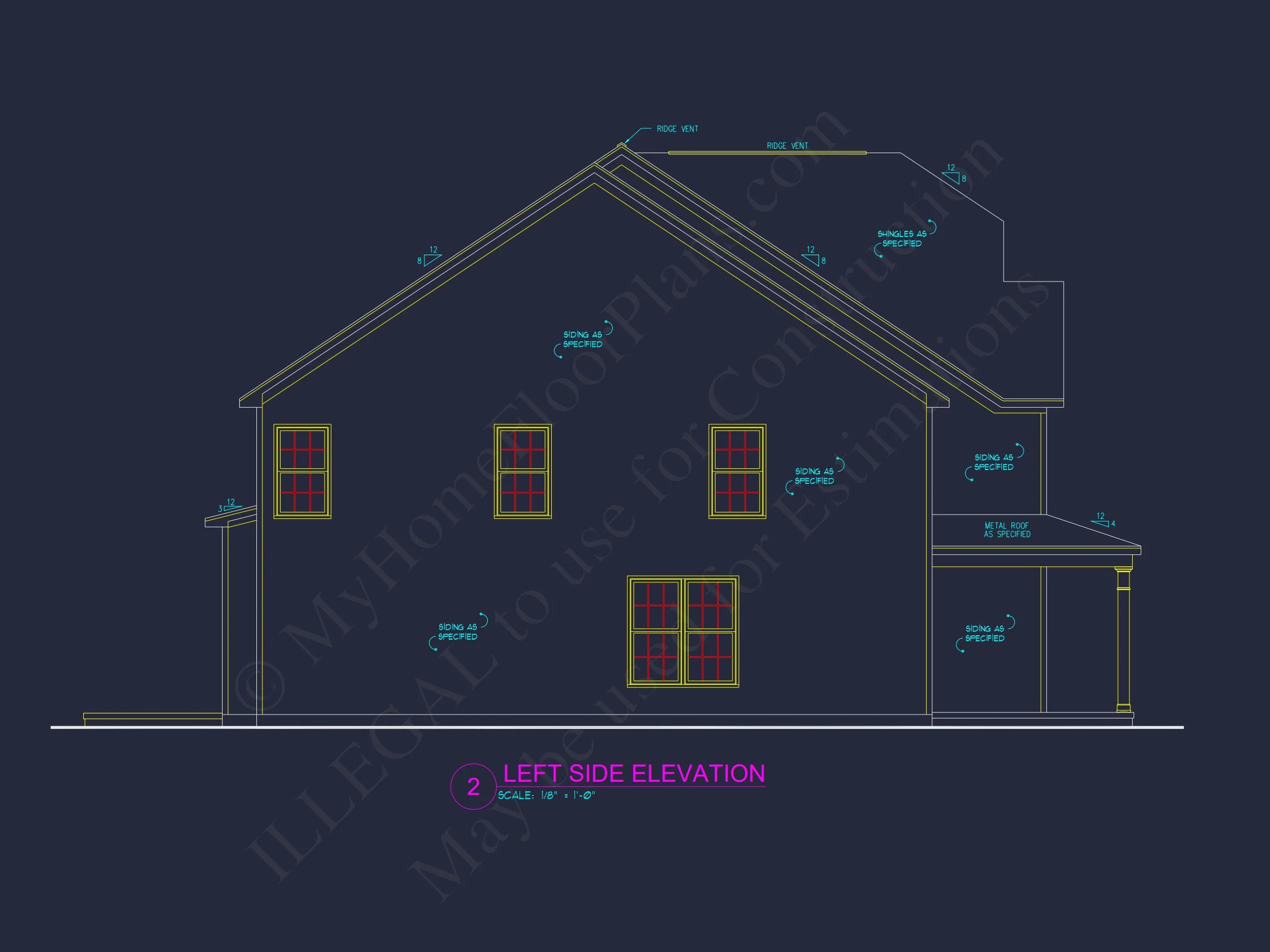 9-1202A HOUSE PLAN -Modern Farmhouse Plan - 4-Bed, 3-Bath, 2,525 SF 6 2 Story Craftsman house Plan - 2525 Sq Ft, 4 Beds, 3 Baths, 2 Car Garage Blueprint Design