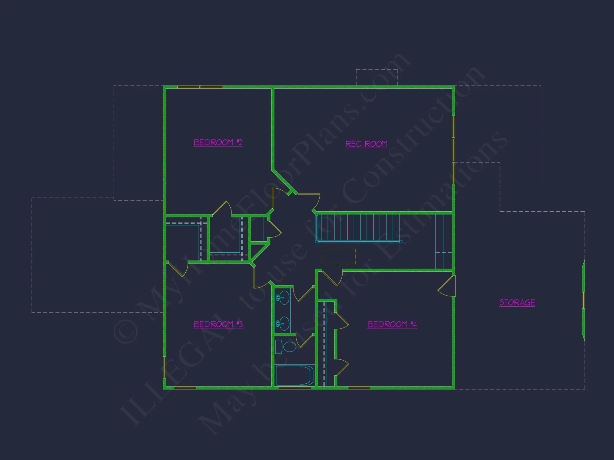 2 Story, 4 Bed, 3 Bath house Plan w/Garage