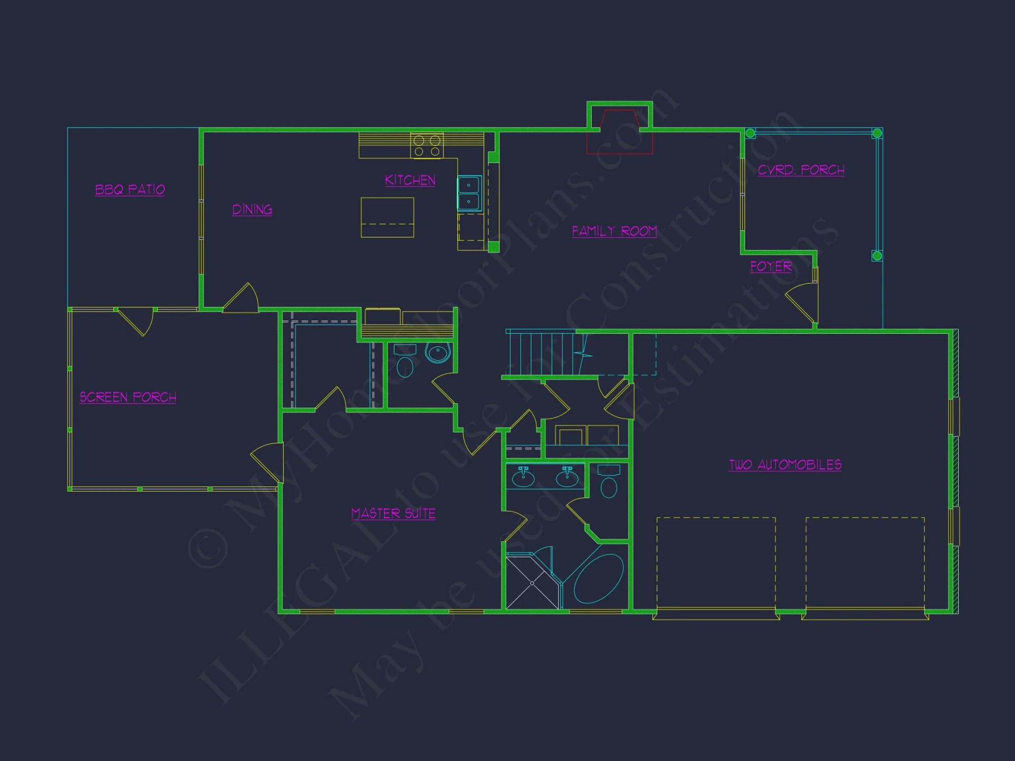 2 Story, 4 Bed, 3 Bath house Plan w/Garage