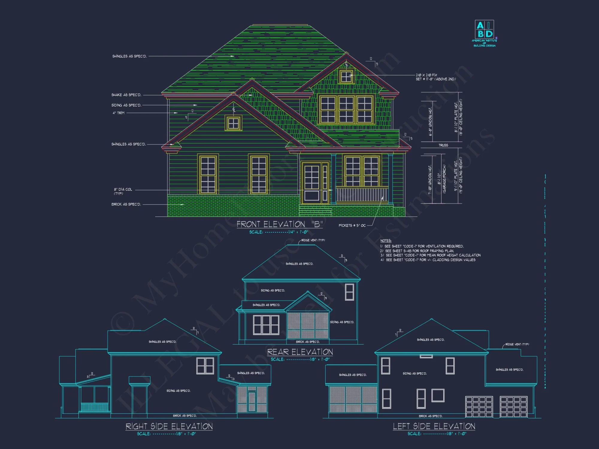 2 Story, 4 Bed, 3 Bath house Plan w/Garage