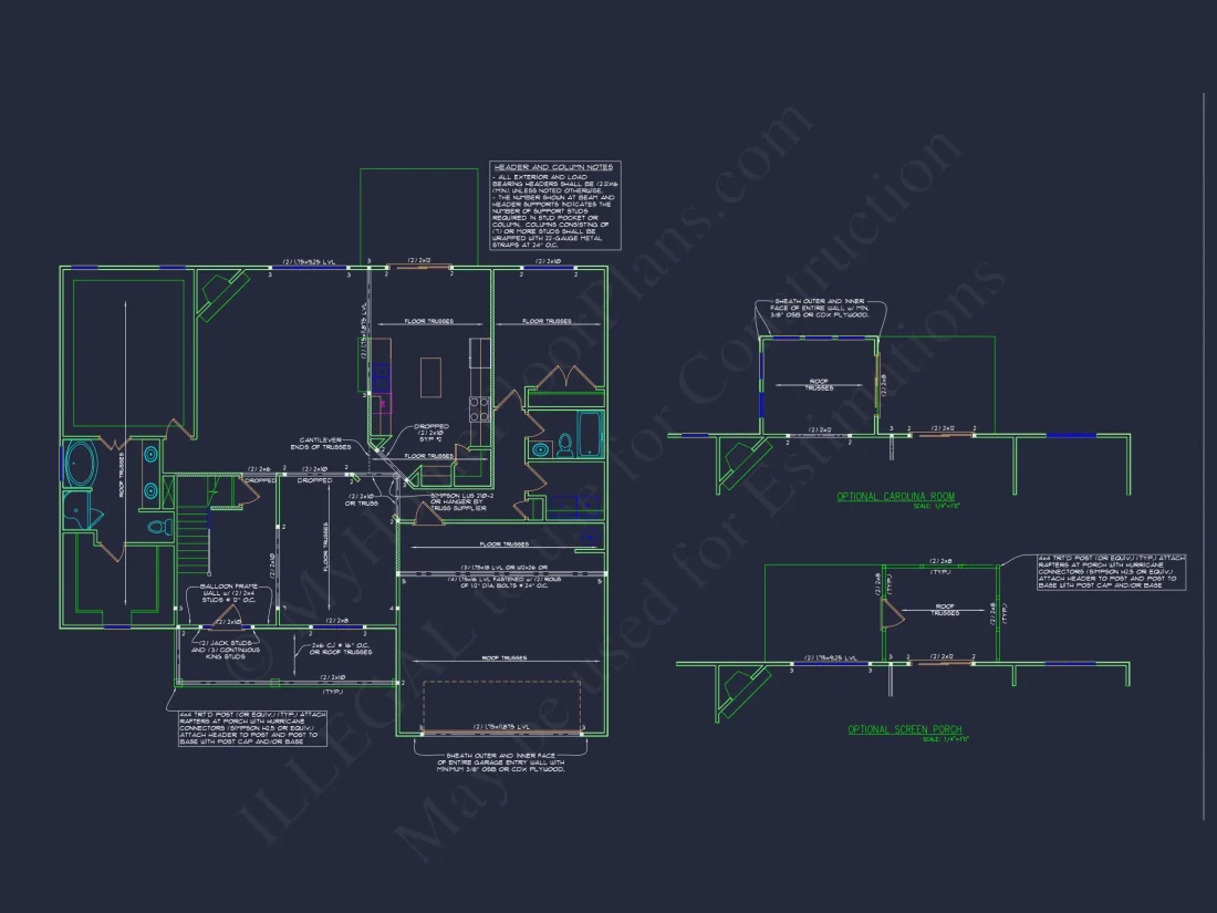 Modern Craftsman house Plan - Detailed Floor Plan and CAD Design
