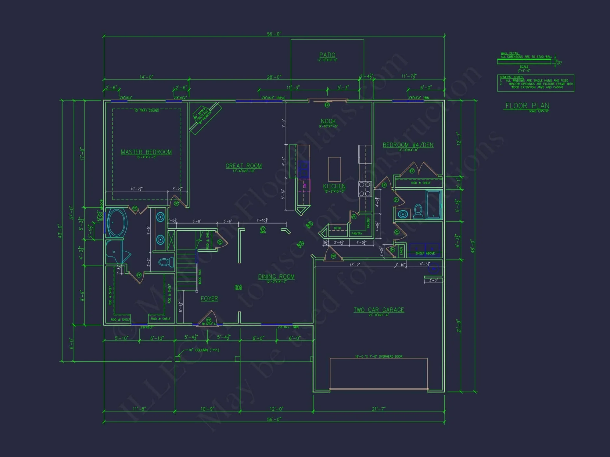 Modern Craftsman house Plan - Detailed Floor Plan and CAD Design