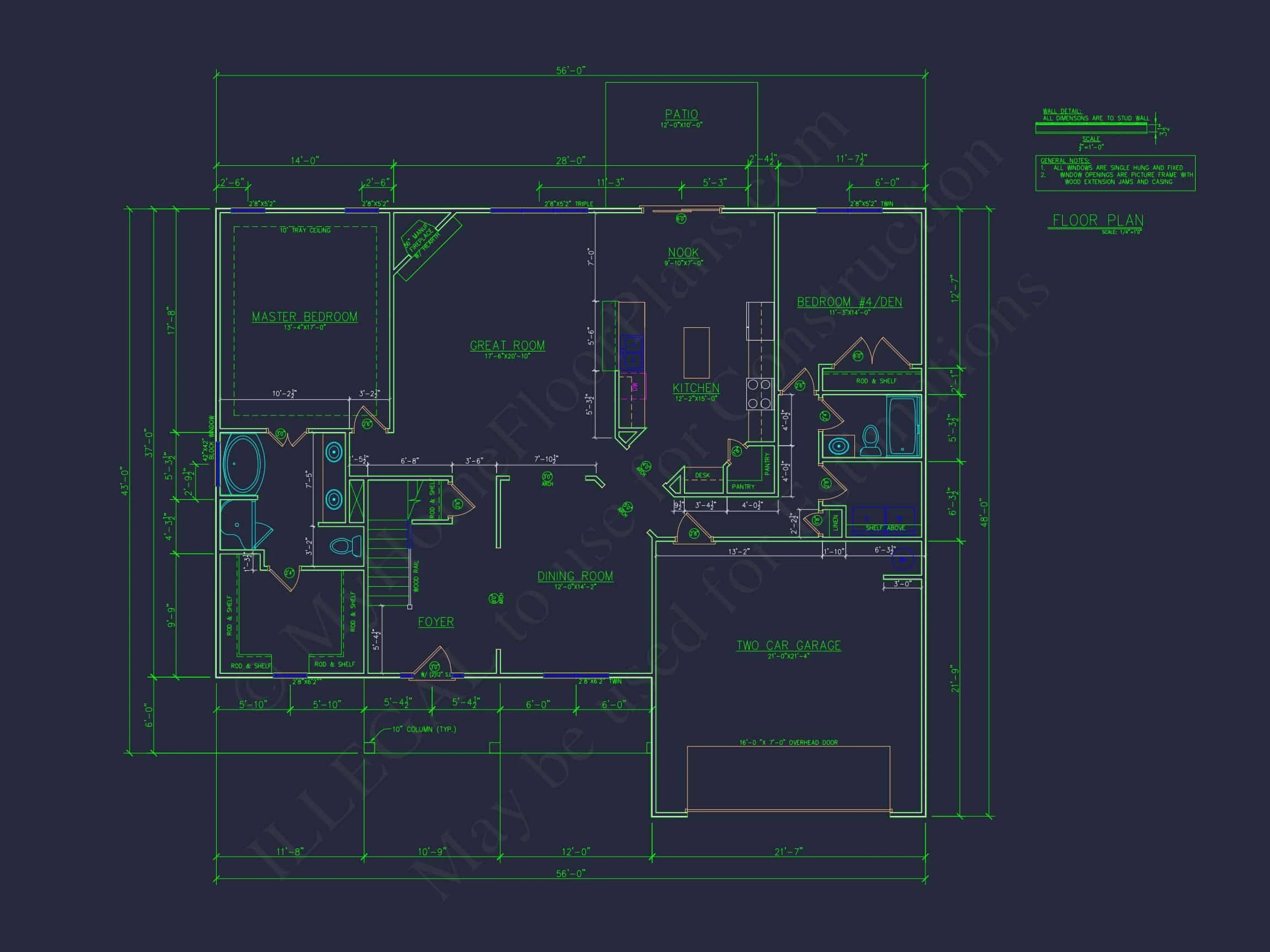 Modern Craftsman house Plan - Detailed Floor Plan and CAD Design