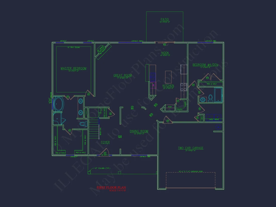 Modern Craftsman house Plan - Detailed Floor Plan and CAD Design