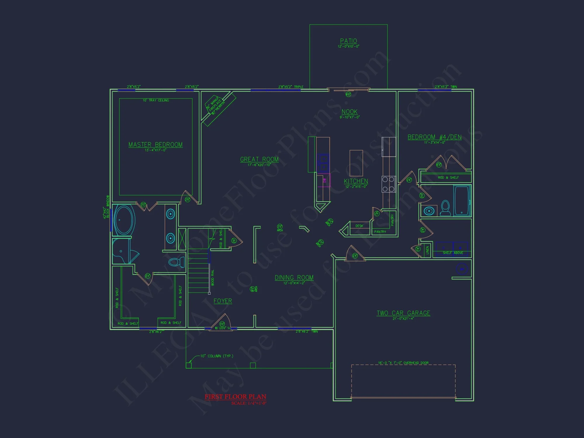 Modern Craftsman house Plan - Detailed Floor Plan and CAD Design