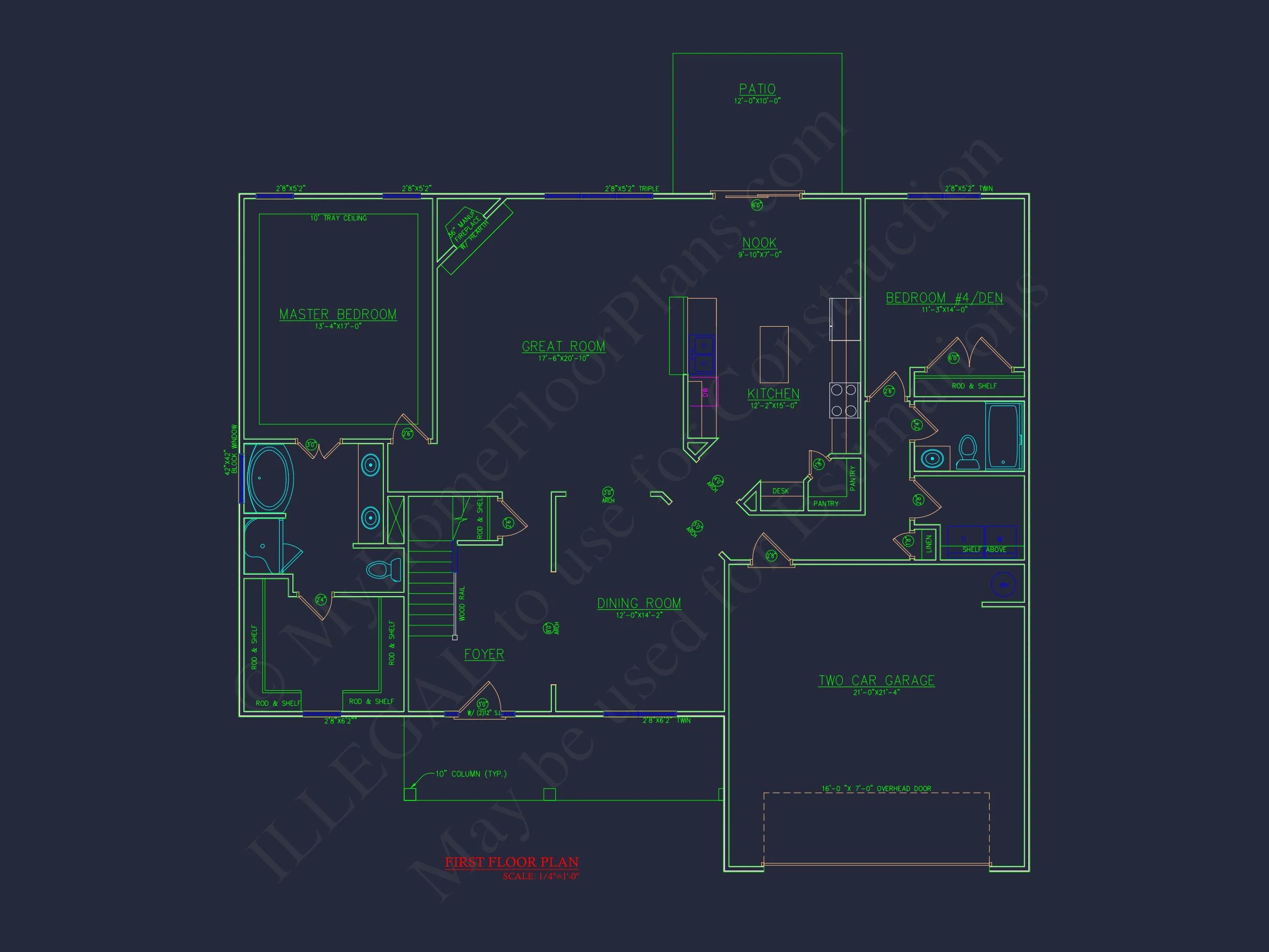Modern Craftsman house Plan - Detailed Floor Plan and CAD Design