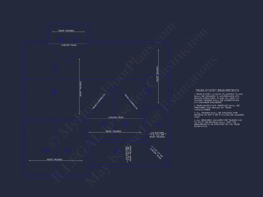 Modern house Floor Plan with 4 Bedrooms, 2-Car Garage & CAD Design