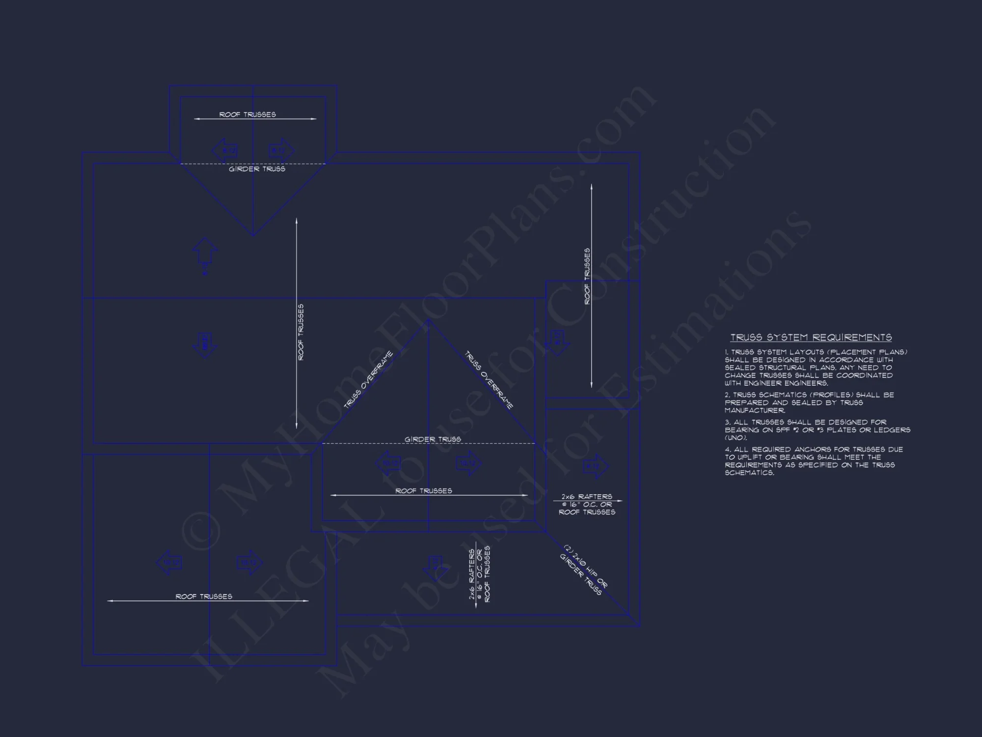Modern house Floor Plan with 4 Bedrooms, 2-Car Garage & CAD Design