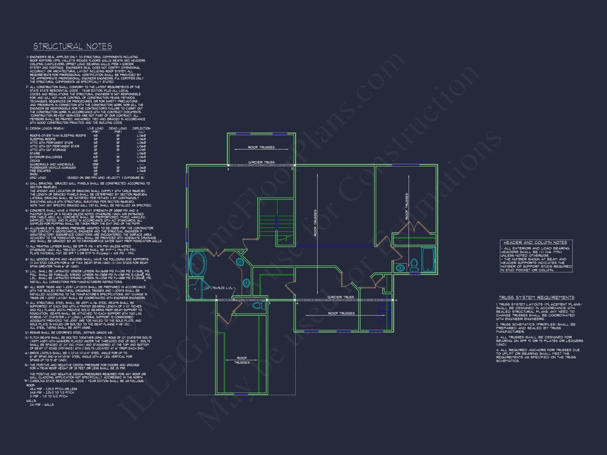 Modern house Floor Plan with 4 Bedrooms, 2-Car Garage & CAD Design