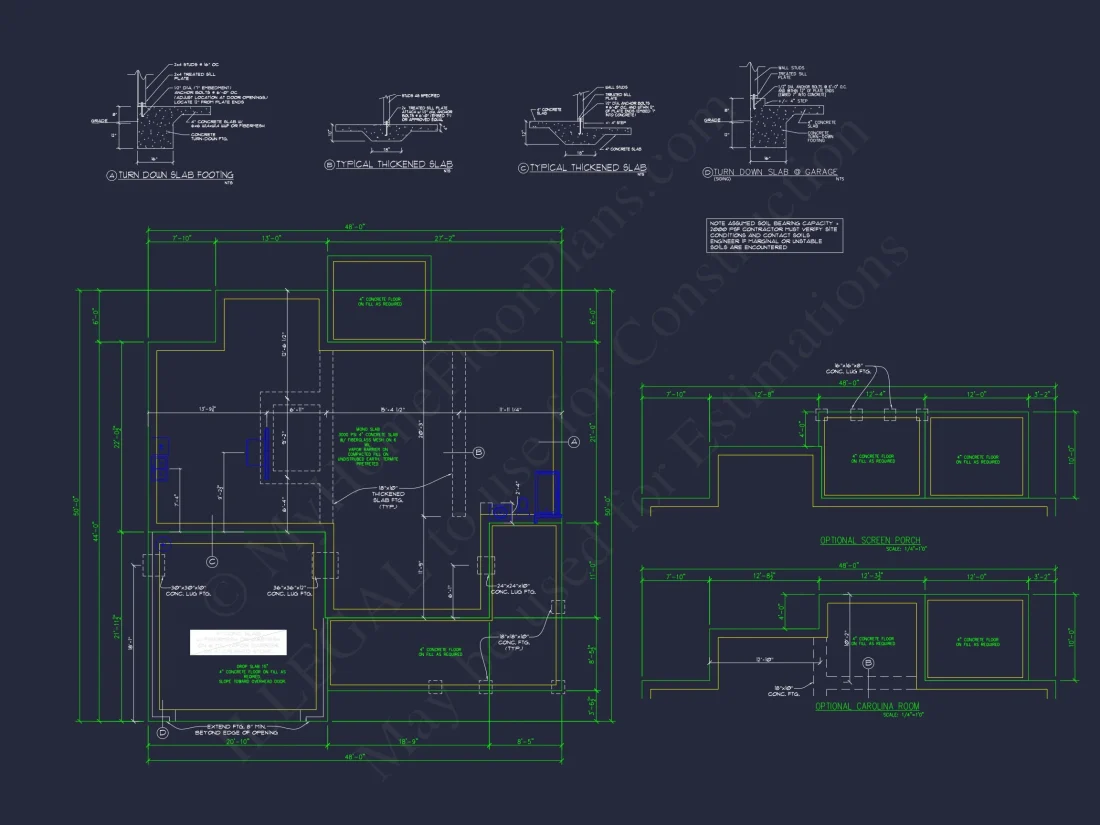 Modern house Floor Plan with 4 Bedrooms, 2-Car Garage & CAD Design