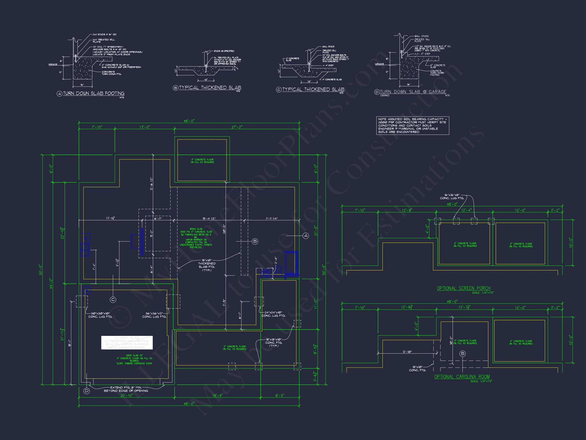 Modern house Floor Plan with 4 Bedrooms, 2-Car Garage & CAD Design