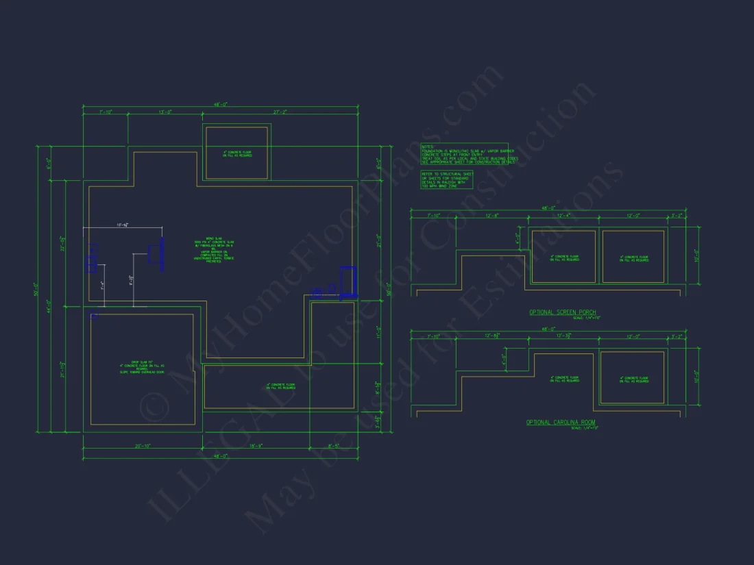 Modern house Floor Plan with 4 Bedrooms, 2-Car Garage & CAD Design