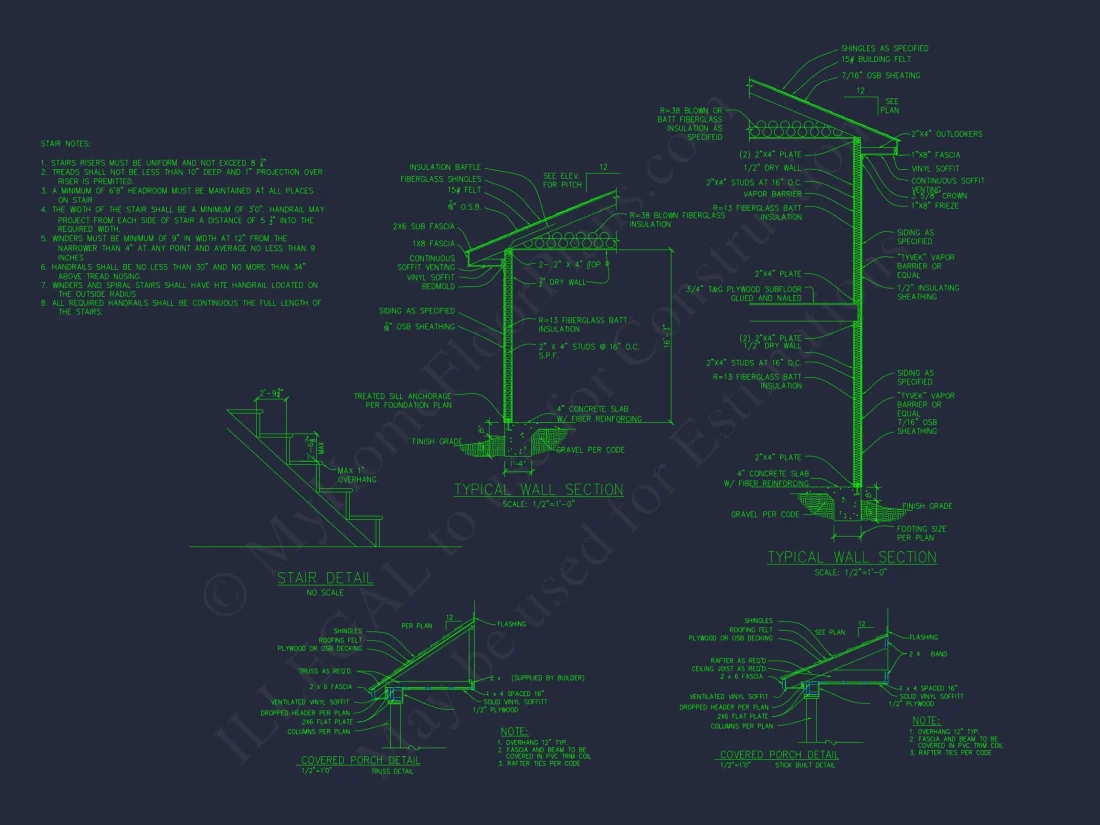 Modern house Floor Plan with 4 Bedrooms, 2-Car Garage & CAD Design