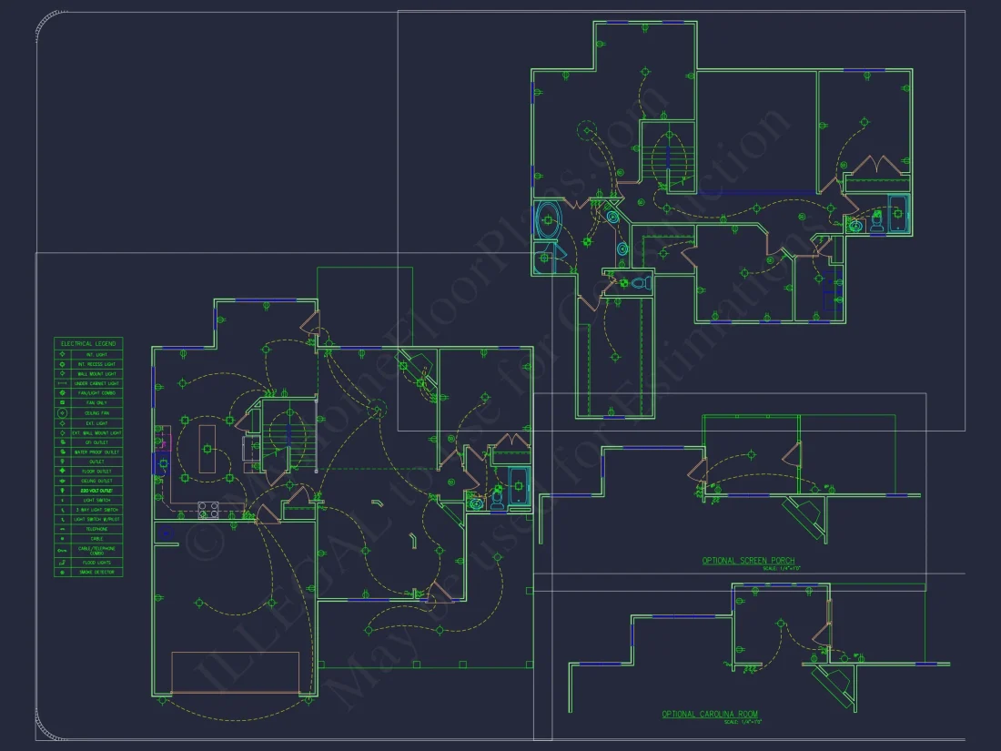 Modern house Floor Plan with 4 Bedrooms, 2-Car Garage & CAD Design