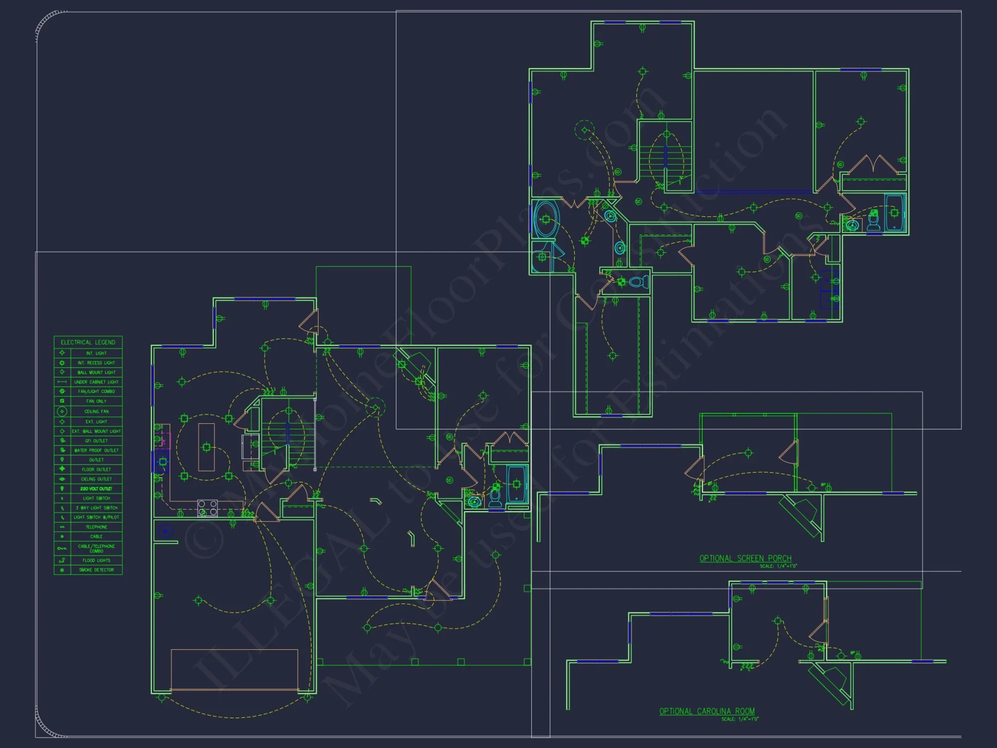 Modern house Floor Plan with 4 Bedrooms, 2-Car Garage & CAD Design