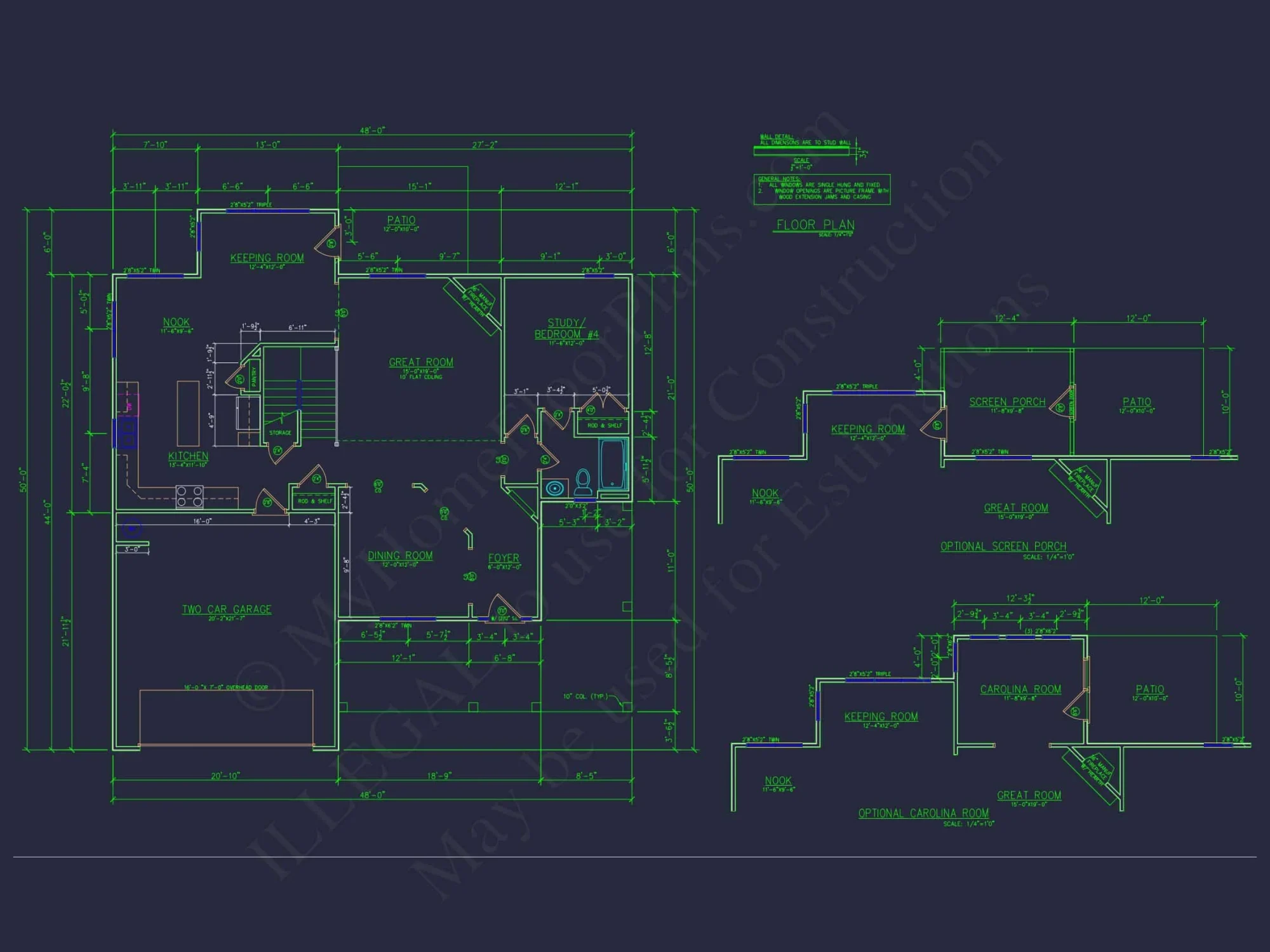 Modern house Floor Plan with 4 Bedrooms, 2-Car Garage & CAD Design