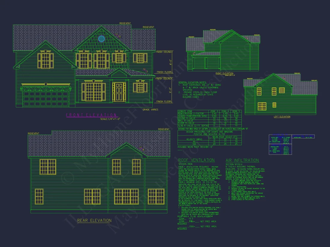 Modern house Floor Plan with 4 Bedrooms, 2-Car Garage & CAD Design