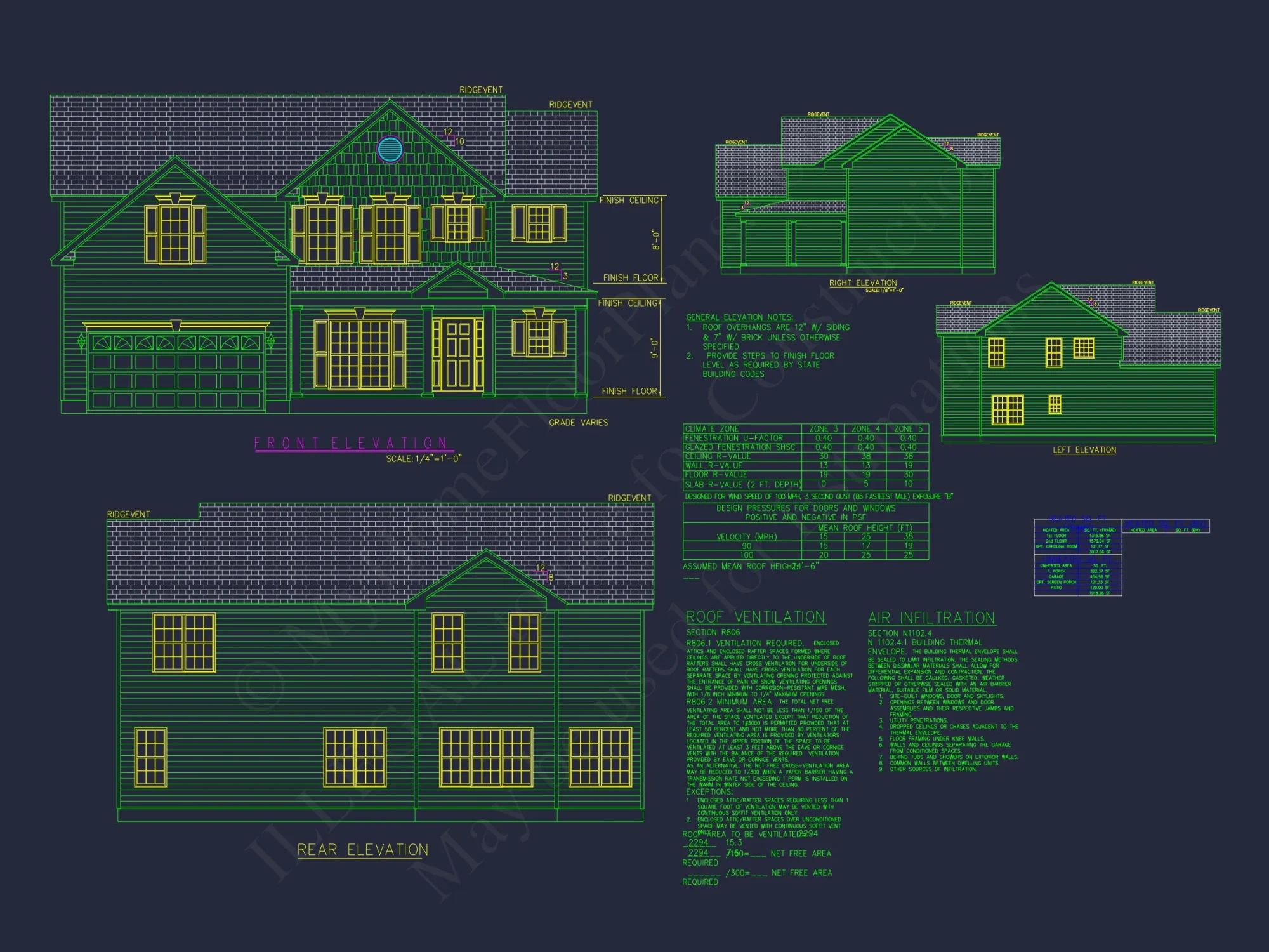 Modern house Floor Plan with 4 Bedrooms, 2-Car Garage & CAD Design