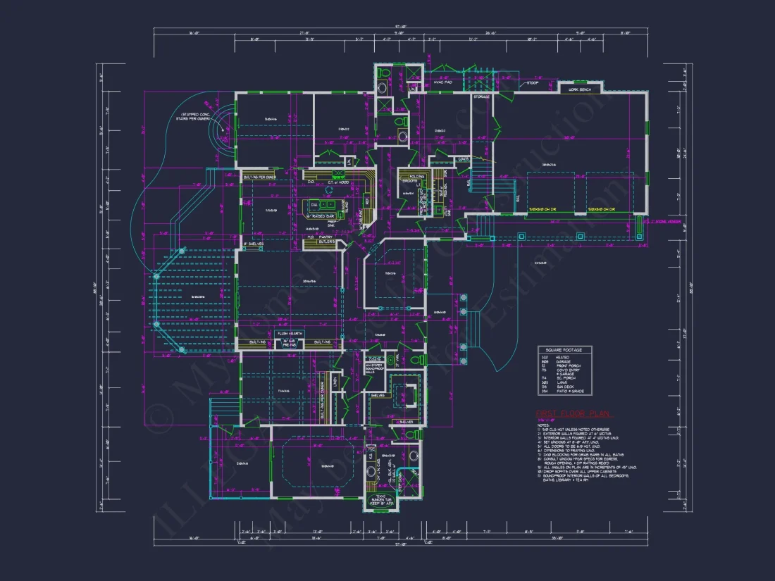 Traditional 2-Story house Plan with Open Floor Plan - 3321 Sq Ft