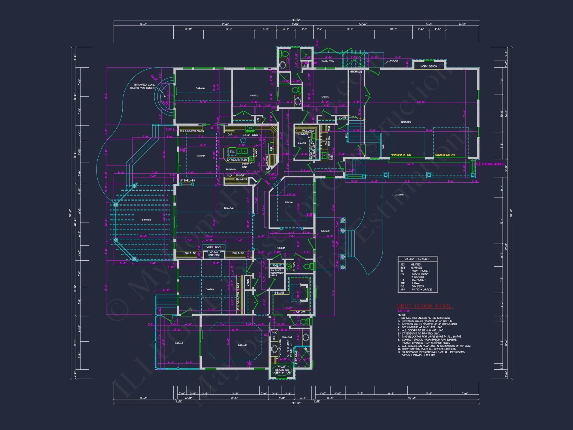 Traditional 2-Story house Plan with Open Floor Plan - 3321 Sq Ft