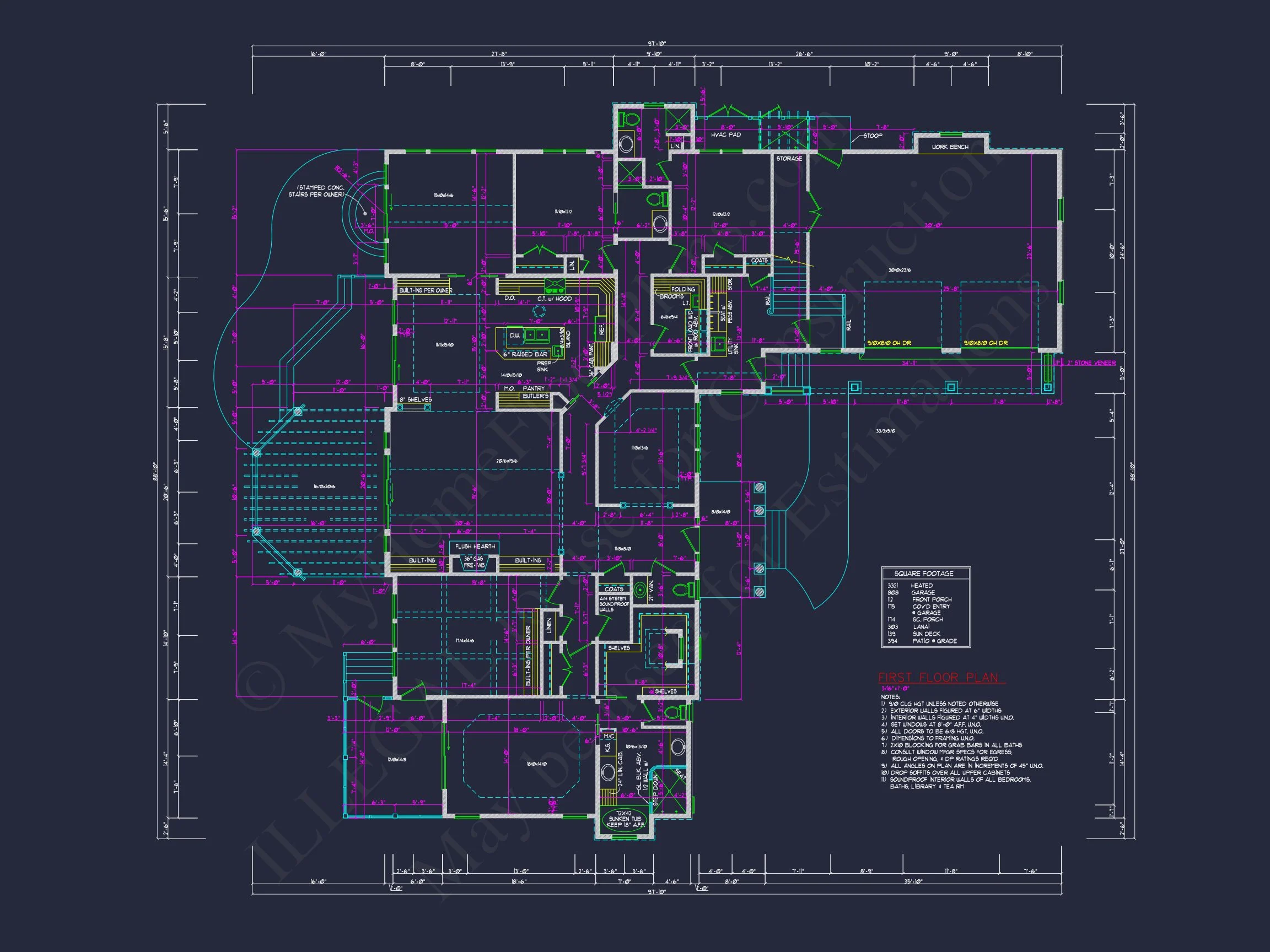 9-1112 HOUSE PLAN - Modern Farmhouse Plan - 4-Bed, 3-Bath, 3,321 SF 10 Traditional 2-Story house Plan with Open Floor Plan - 3321 Sq Ft