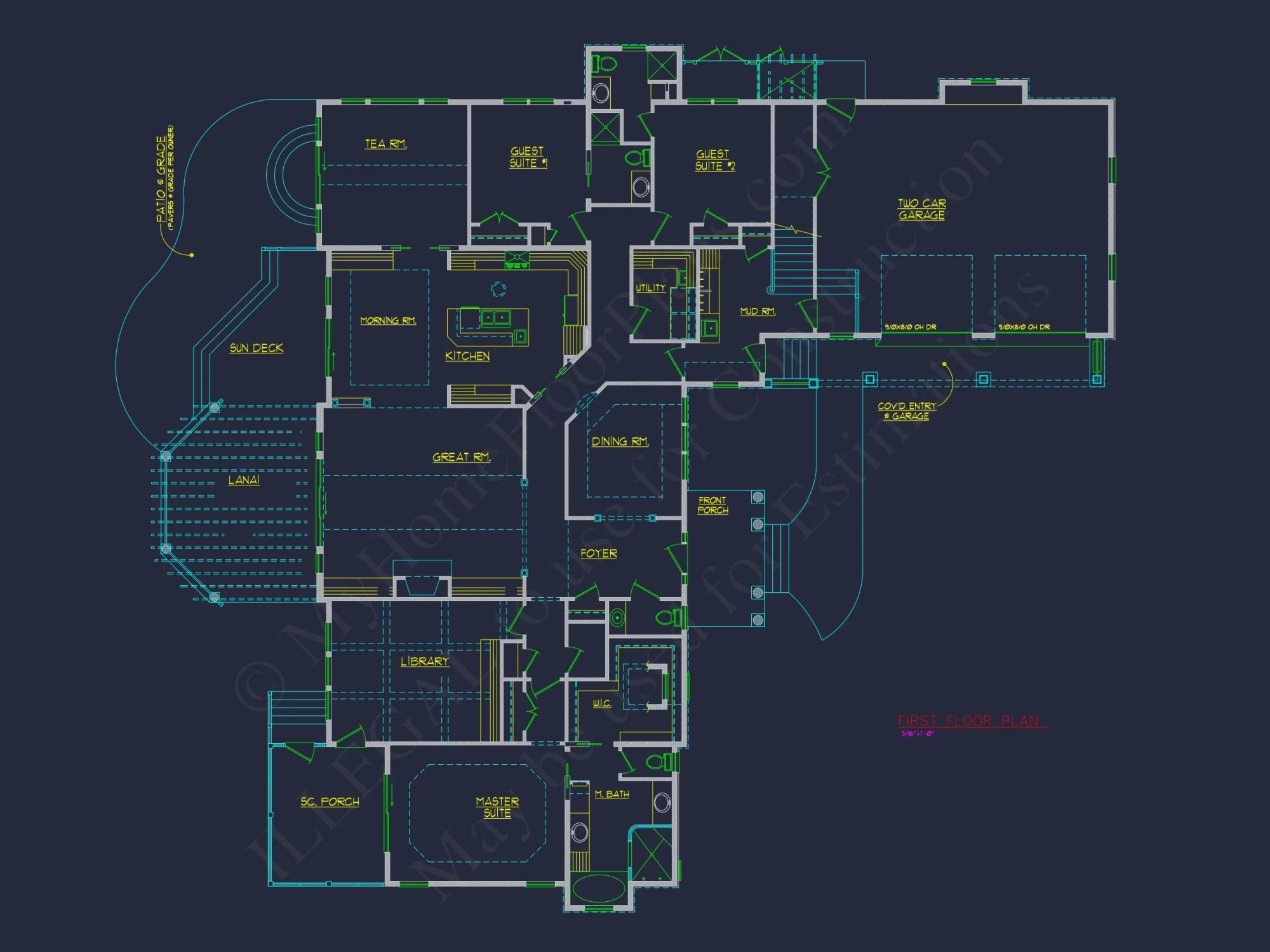 Traditional 2-Story house Plan with Open Floor Plan - 3321 Sq Ft