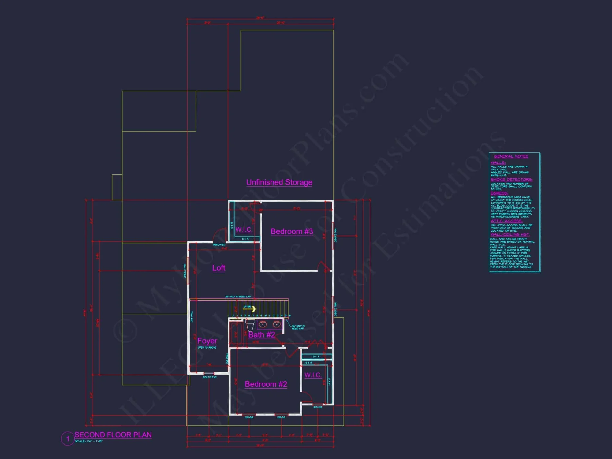 Stylish 2-Story house Plan with 3 Beds, 2 Baths & CAD Design