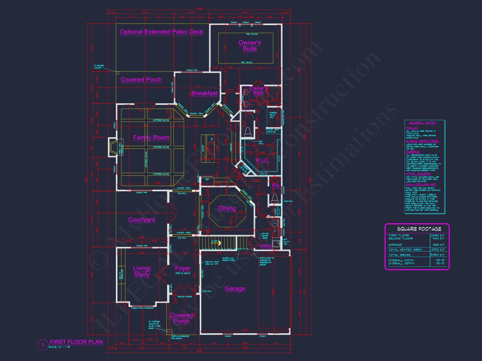Stylish 2-Story house Plan with 3 Beds, 2 Baths & CAD Design